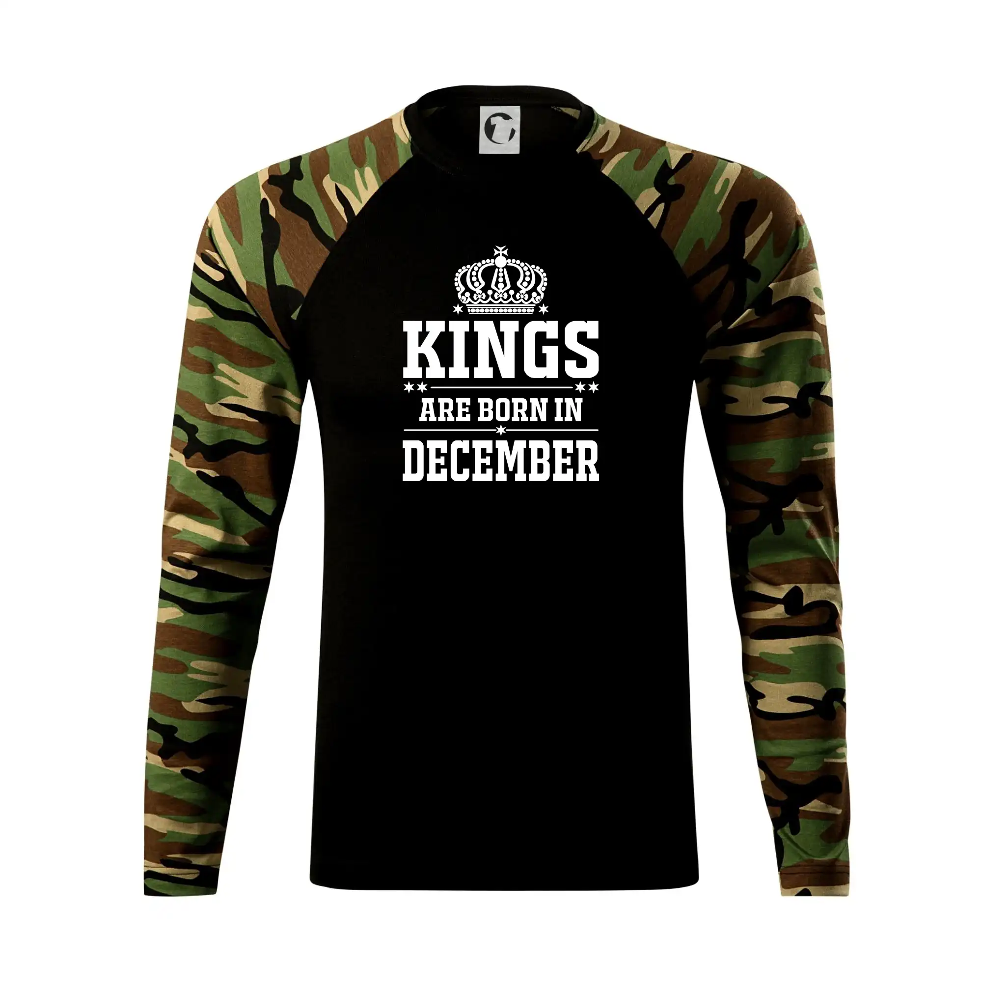 Tričká pre narodených v decembri - Kings are born in December - Camouflage LS