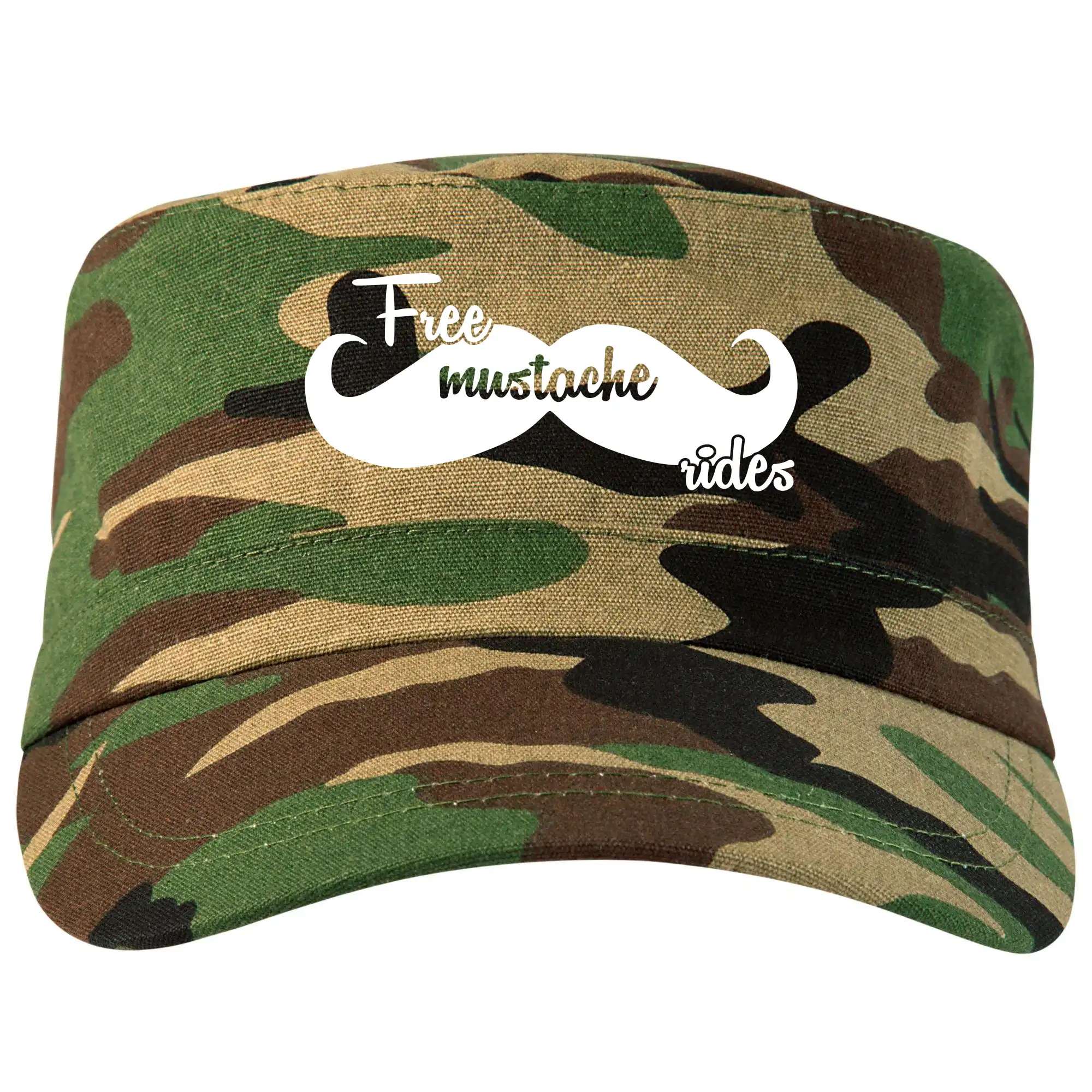 Tričká s fúzikmi - Free Mustache rides - Šiltovka CAMO