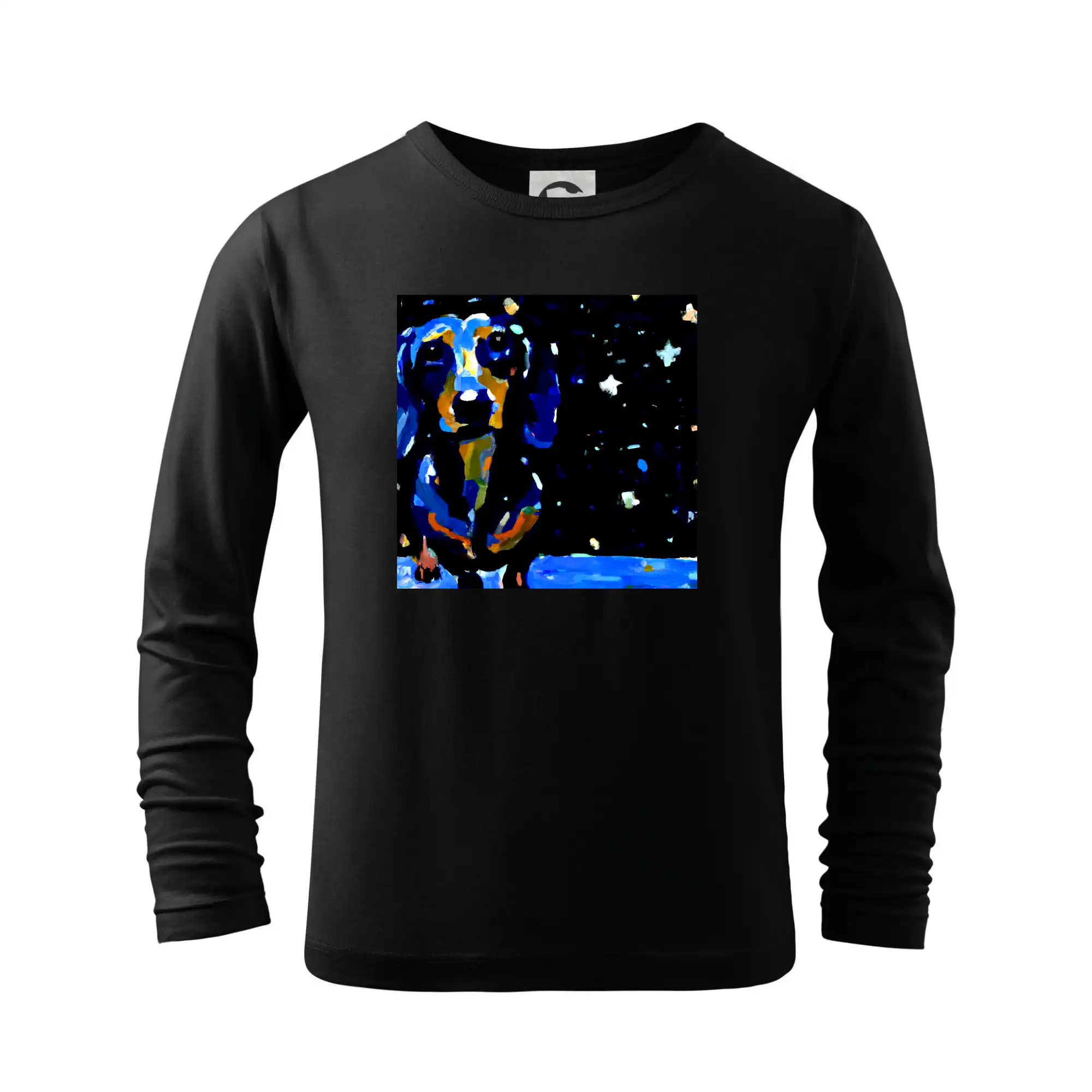 Tričká s motívom jazvečíka - Jazvečík a nočná obloha - olejomaľba - Tričko detské Long Sleeve