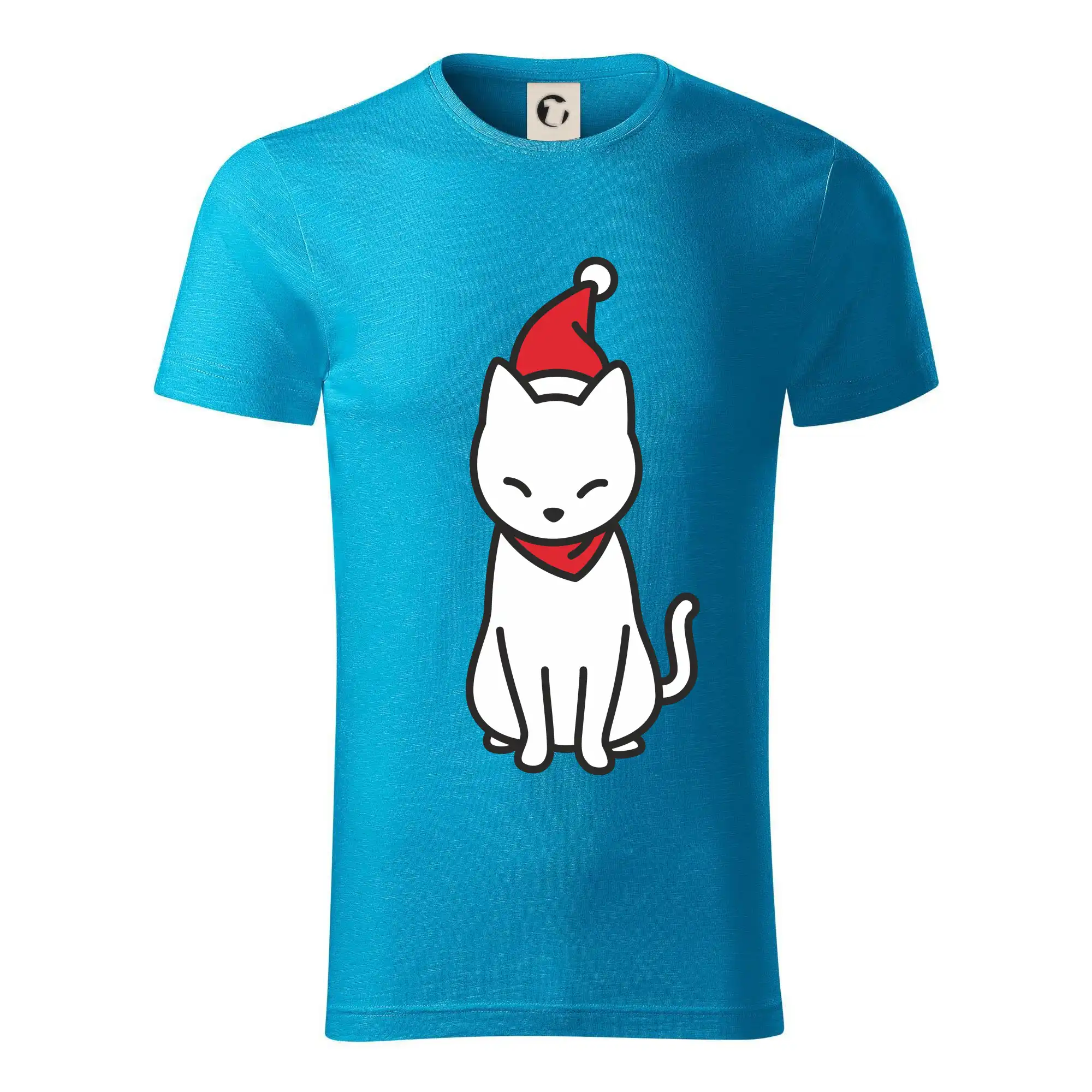 Vtipná tričká s mačkou - Vianočná mačka sediaca - Tričko z organickej bavlny