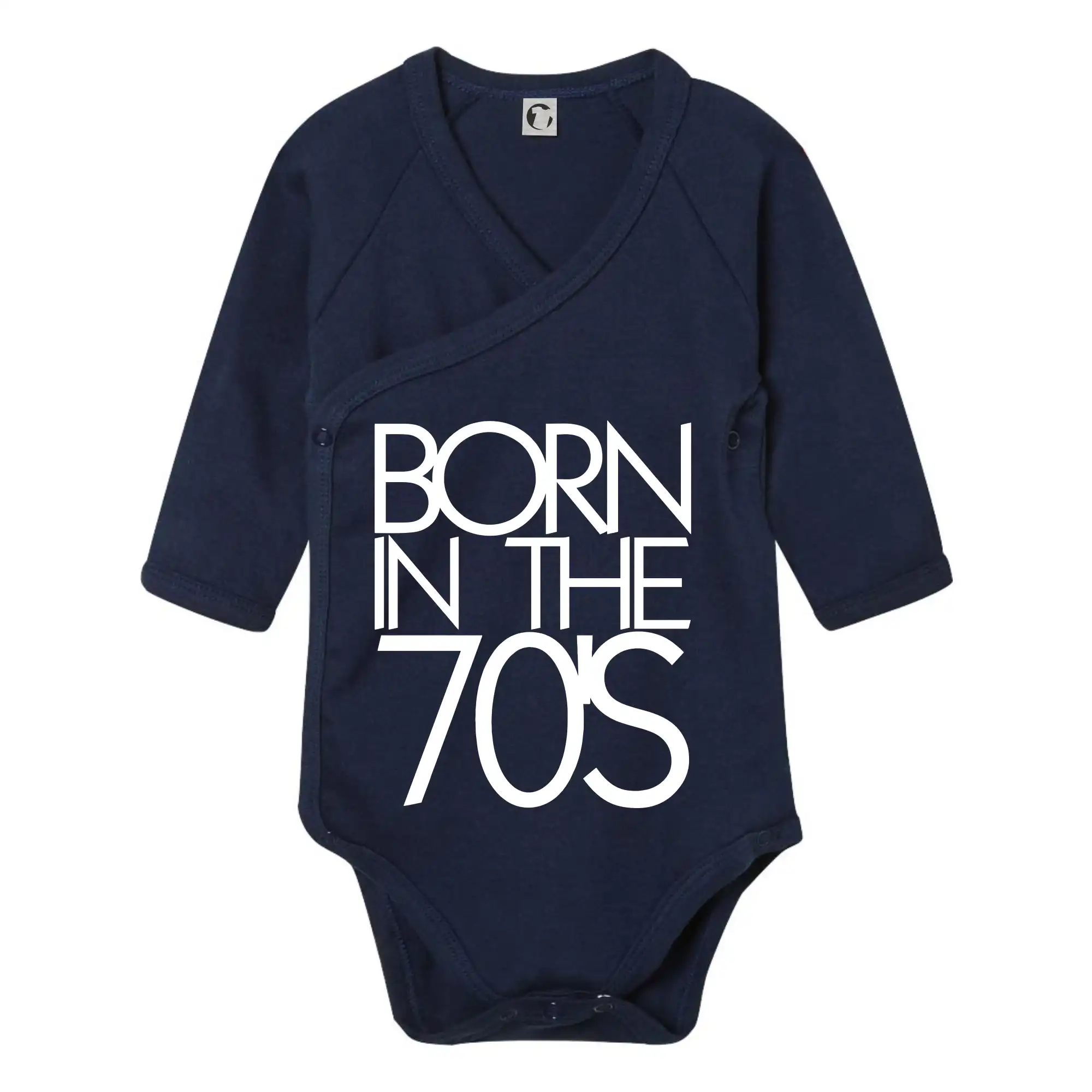 Tričká k narodeninám - Born In The 70's - Body zavinovacie s dlhým rukávom