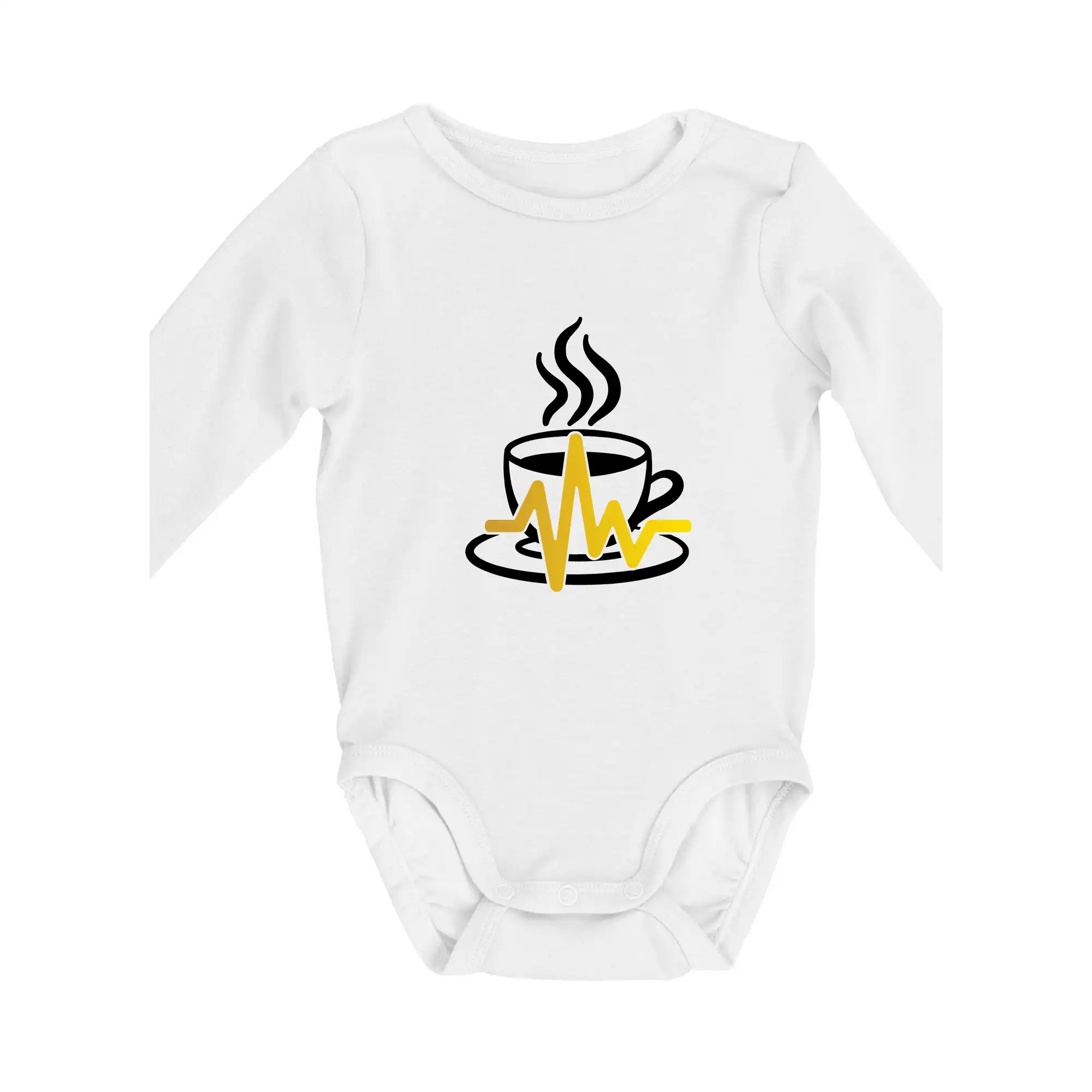 Motívy pre baristu a milovníkov kávy - Káva EKG hrnček - Body dojčenské s dlhým rukávom