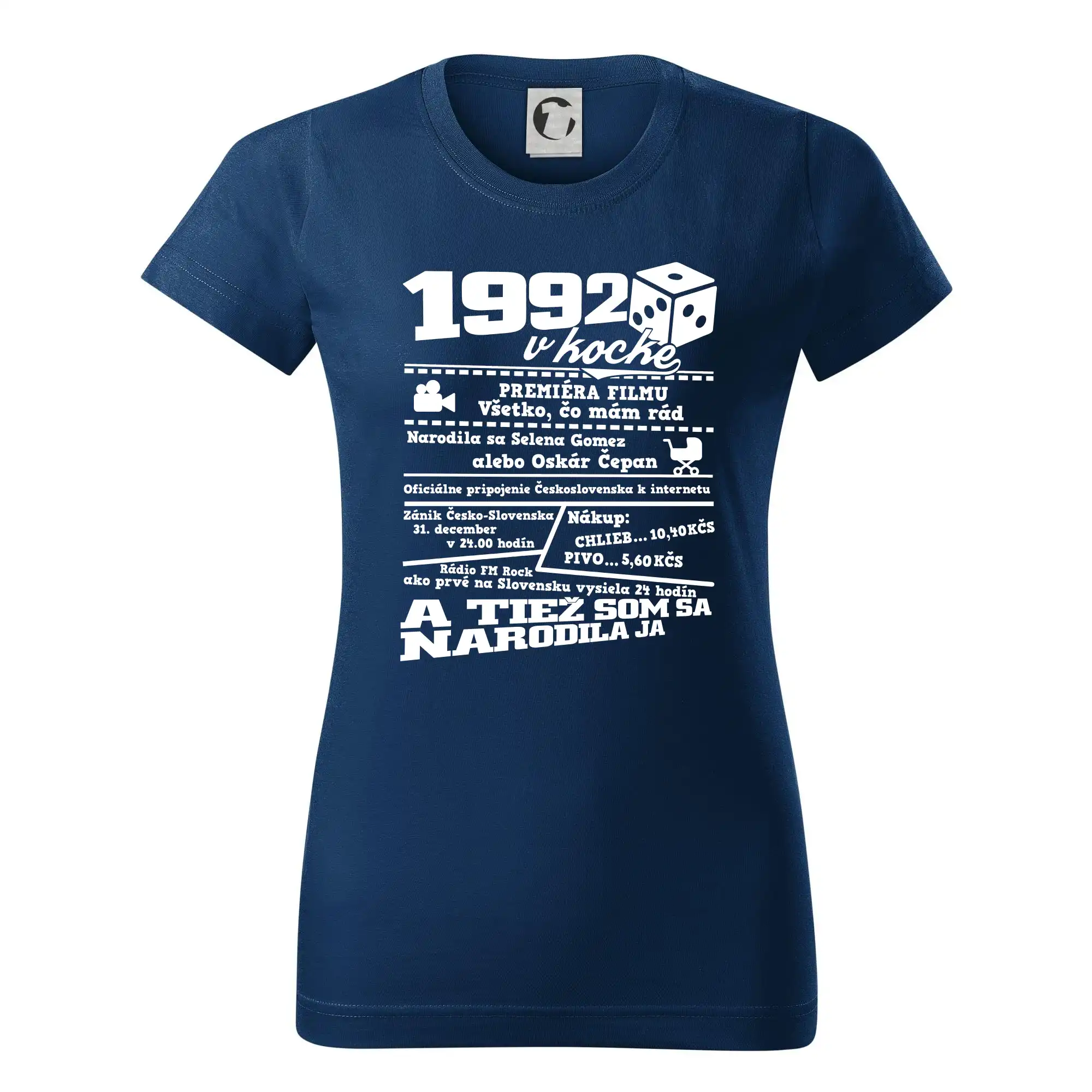 Trička s ročníkom 1992 - 1992 v kocke - Dámske tričko basic - ľahko voľnejšie a dlhšie