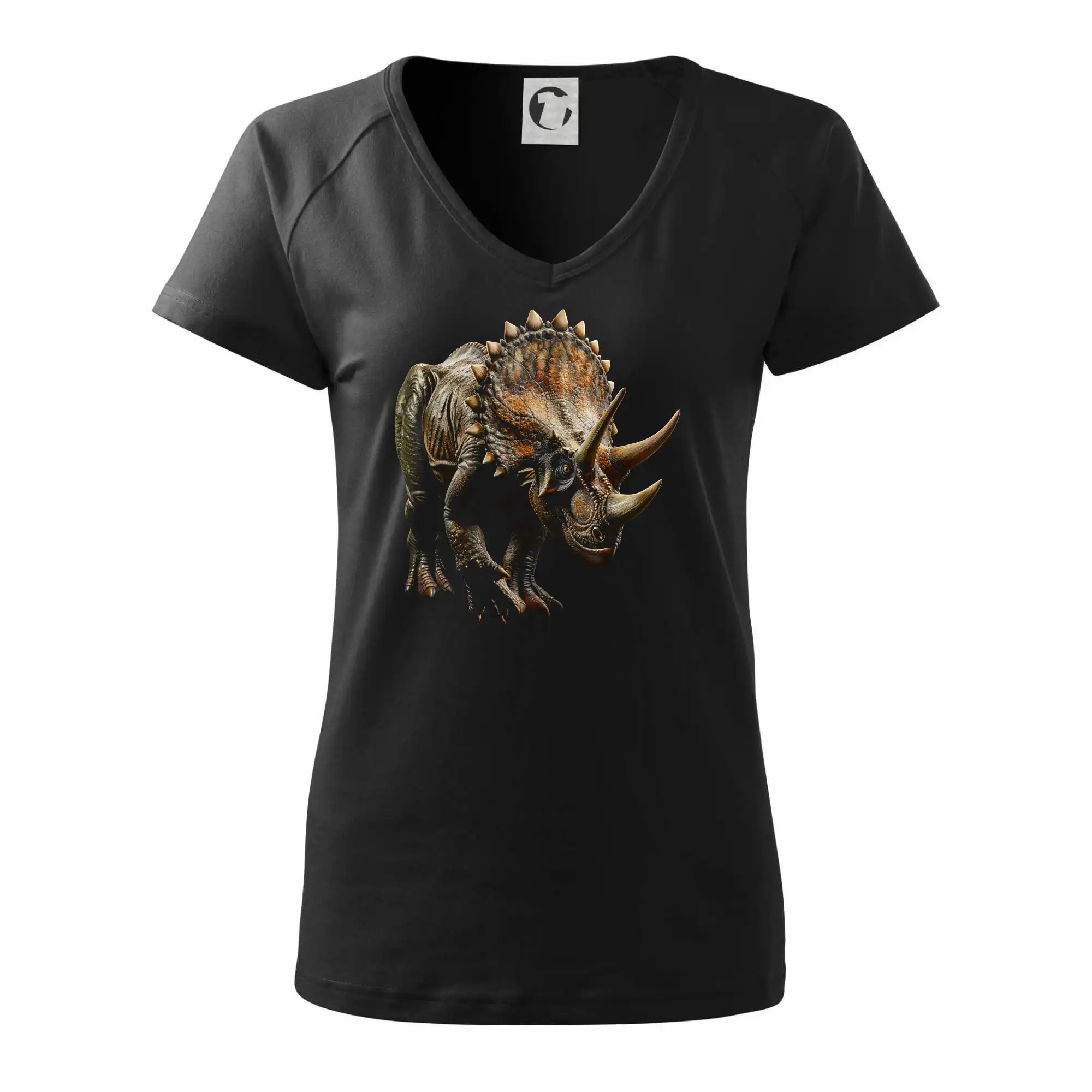 Tričká so zvieratami - Triceratops z boku čierna fotka - Tričko dámske Dream