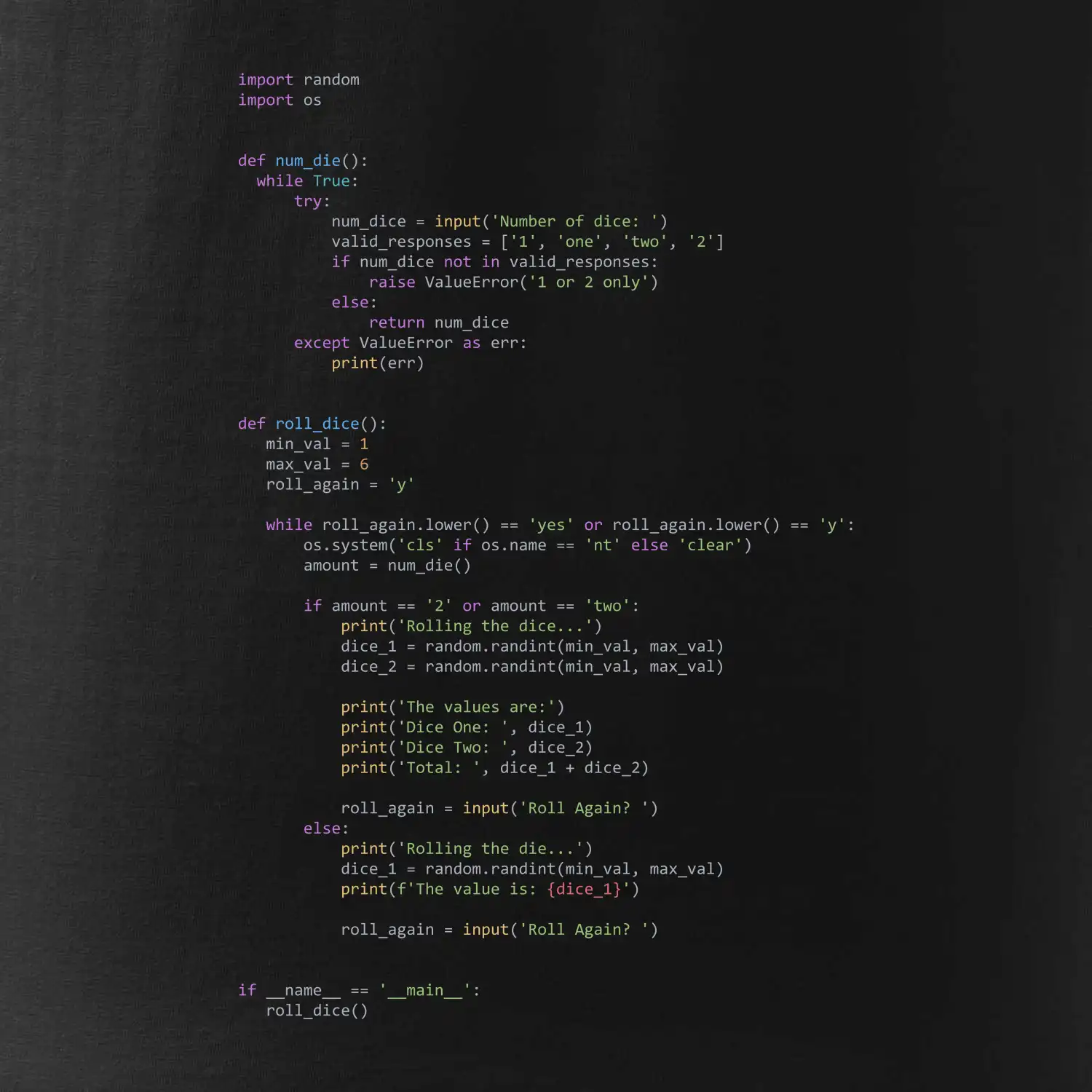 Python Generátor hodu kostkou