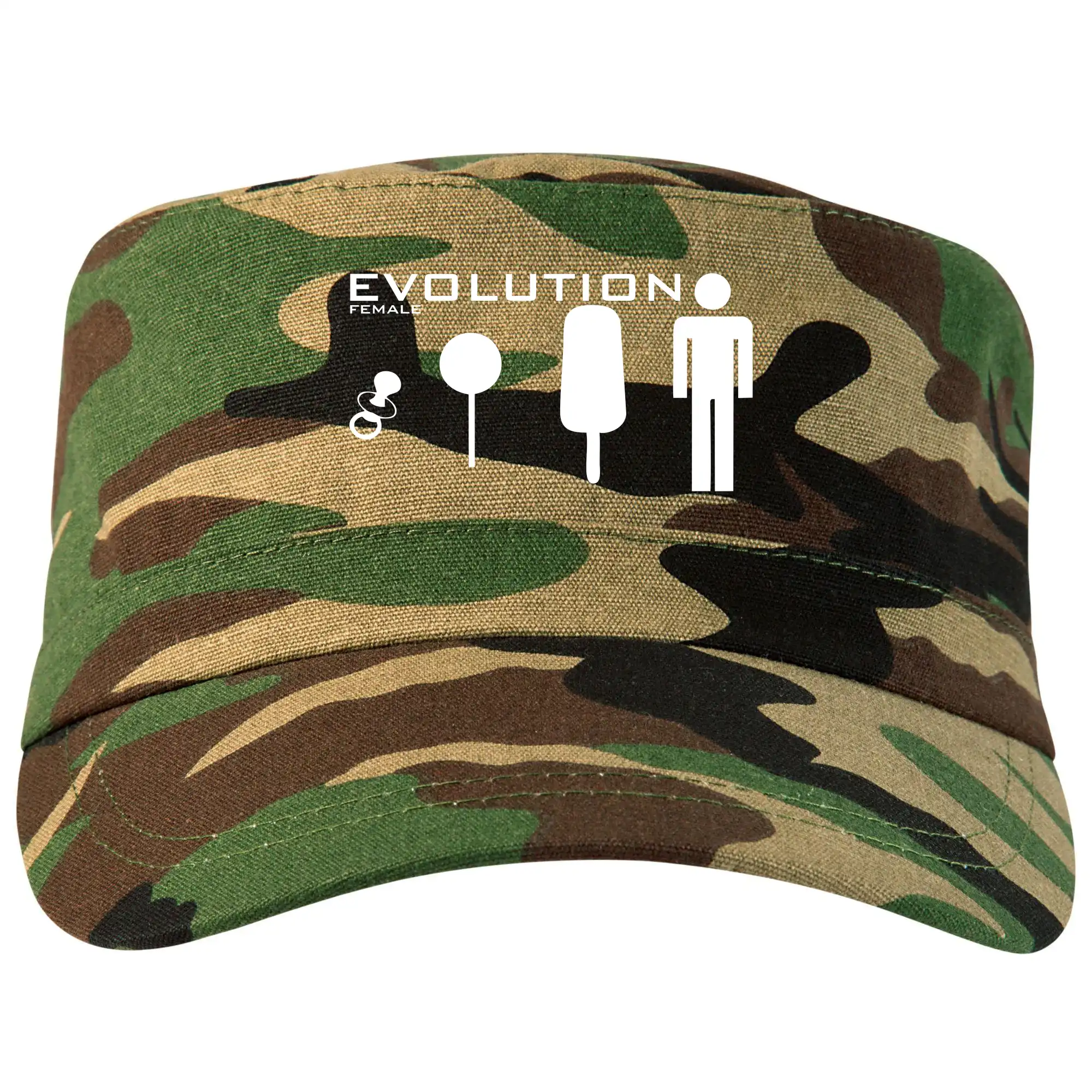 Tričká s potlačou evolúcia - Evolúcia ženy - Šiltovka CAMO