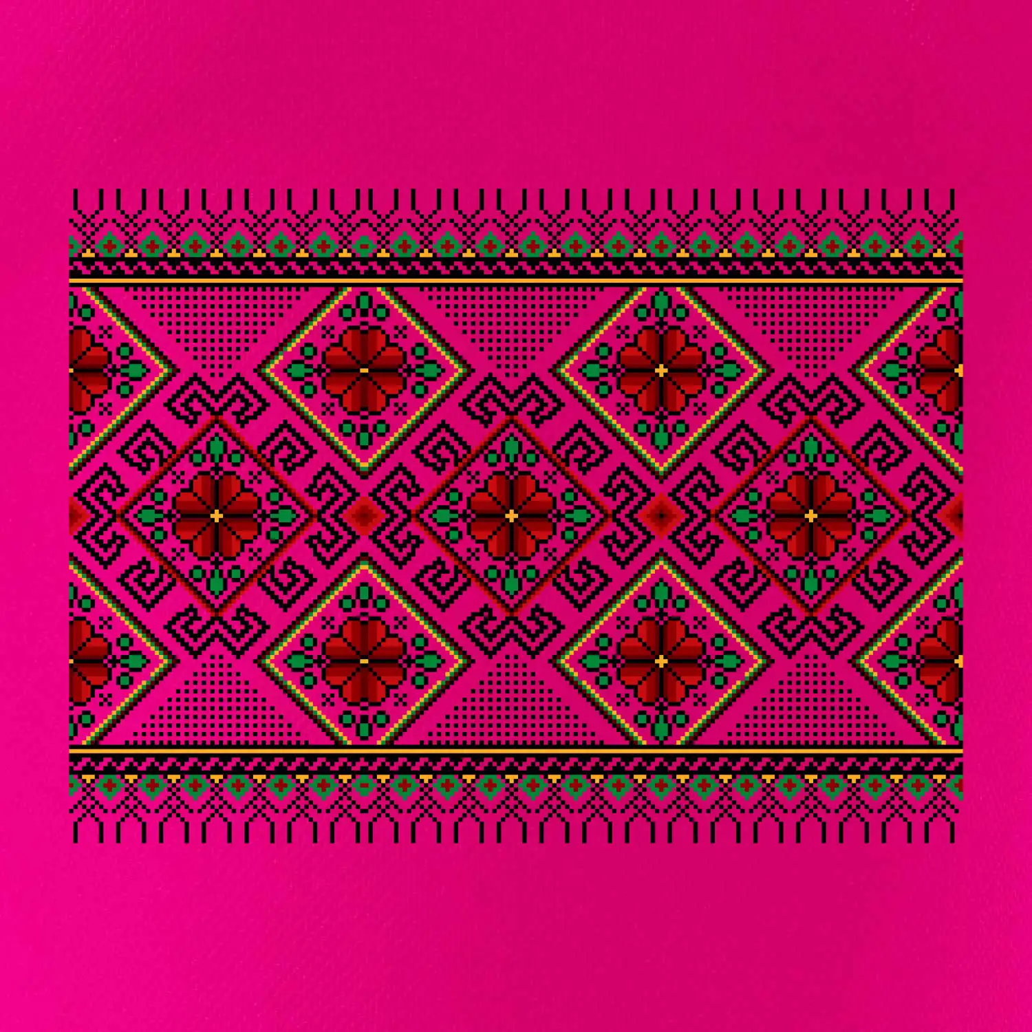 Ukrajinský vzor - Červeno Zelený