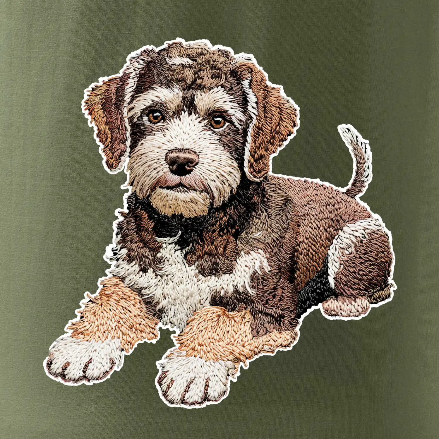 Lagotto romagnolo ležicí vyšívaný na prsu