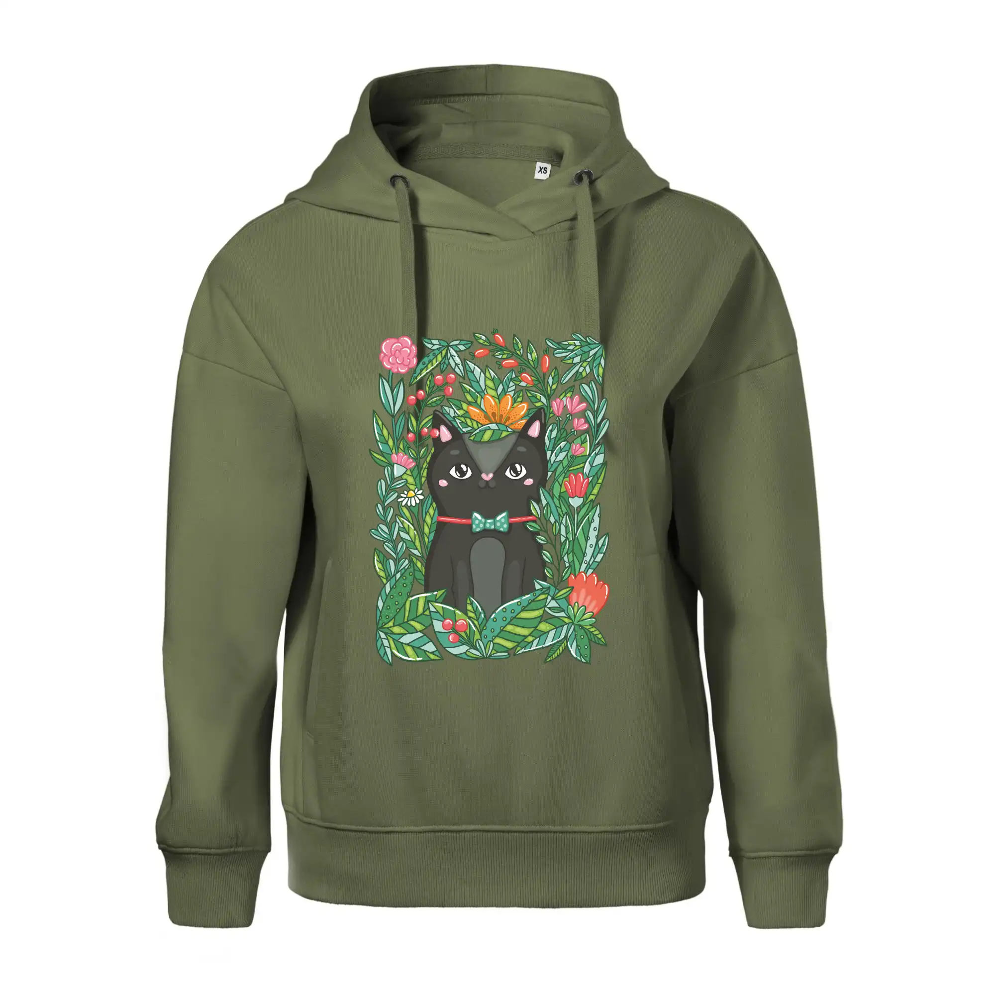 Kočka s květy malovaná