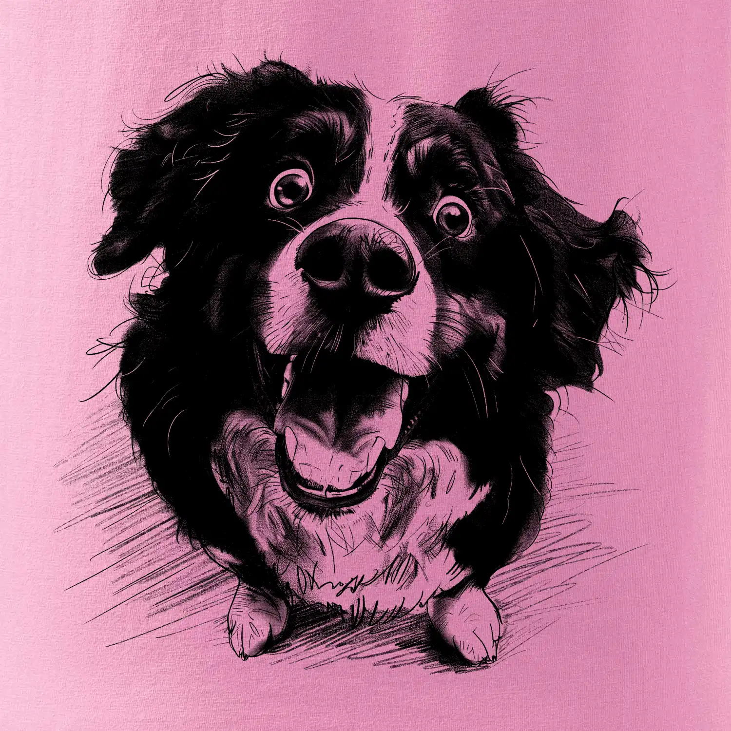 Černobílá karikatura Bernský salašnický pes