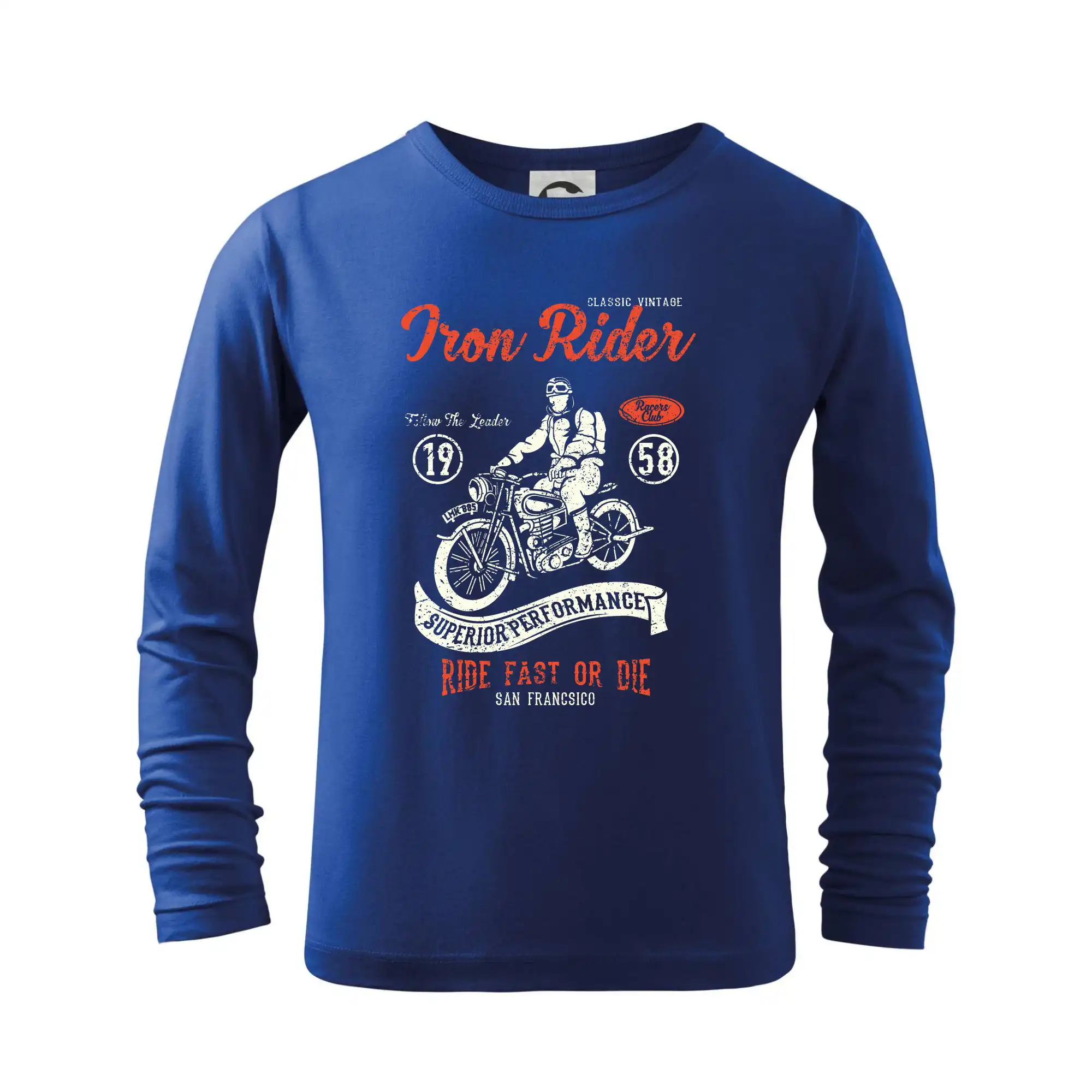 Tričká a mikiny s potlačou motoriek – pre pravých motorkárov - Iron Rider - Tričko detské Long Sleeve
