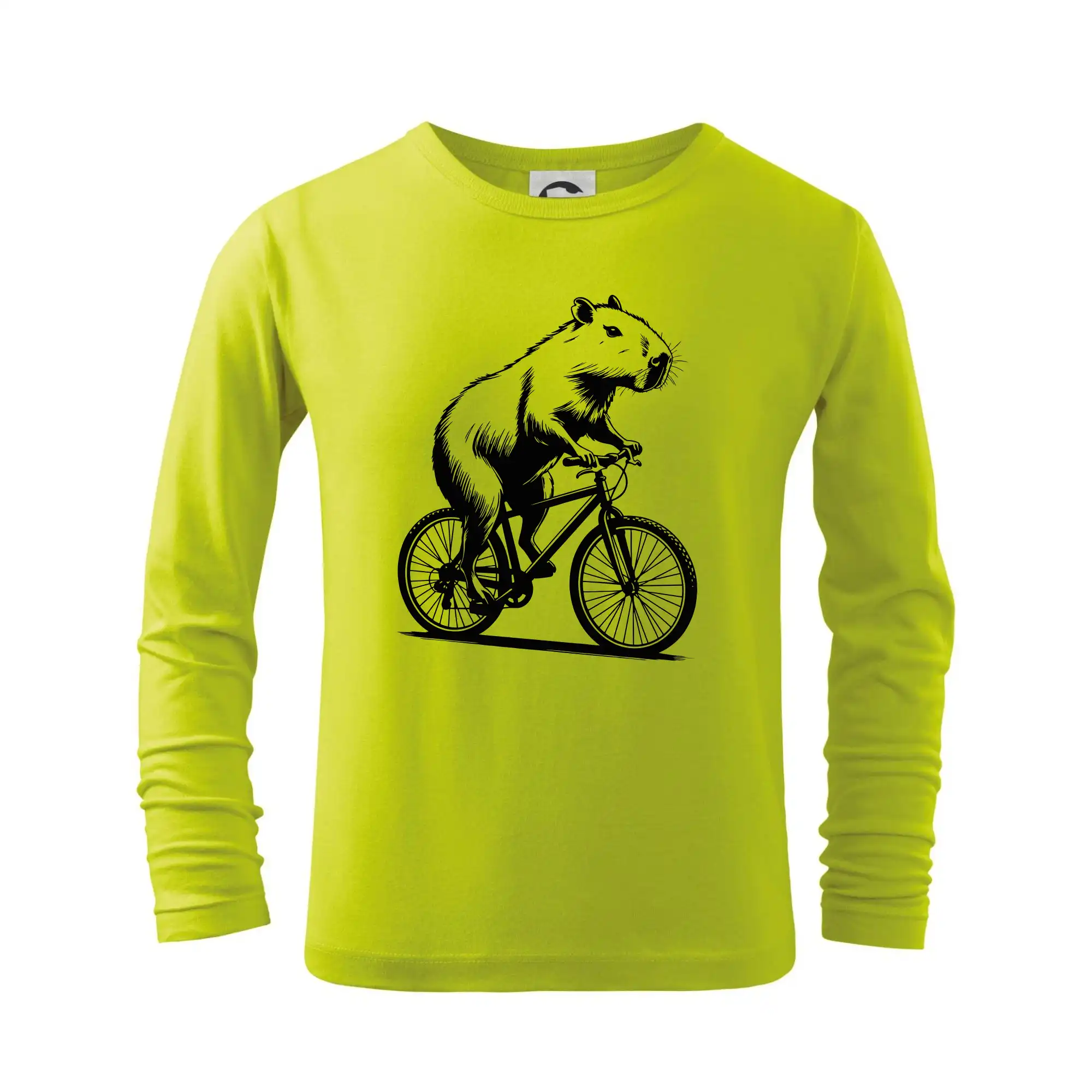 Tričká so zvieratami - Kapybara na kole černá - Tričko detské Long Sleeve