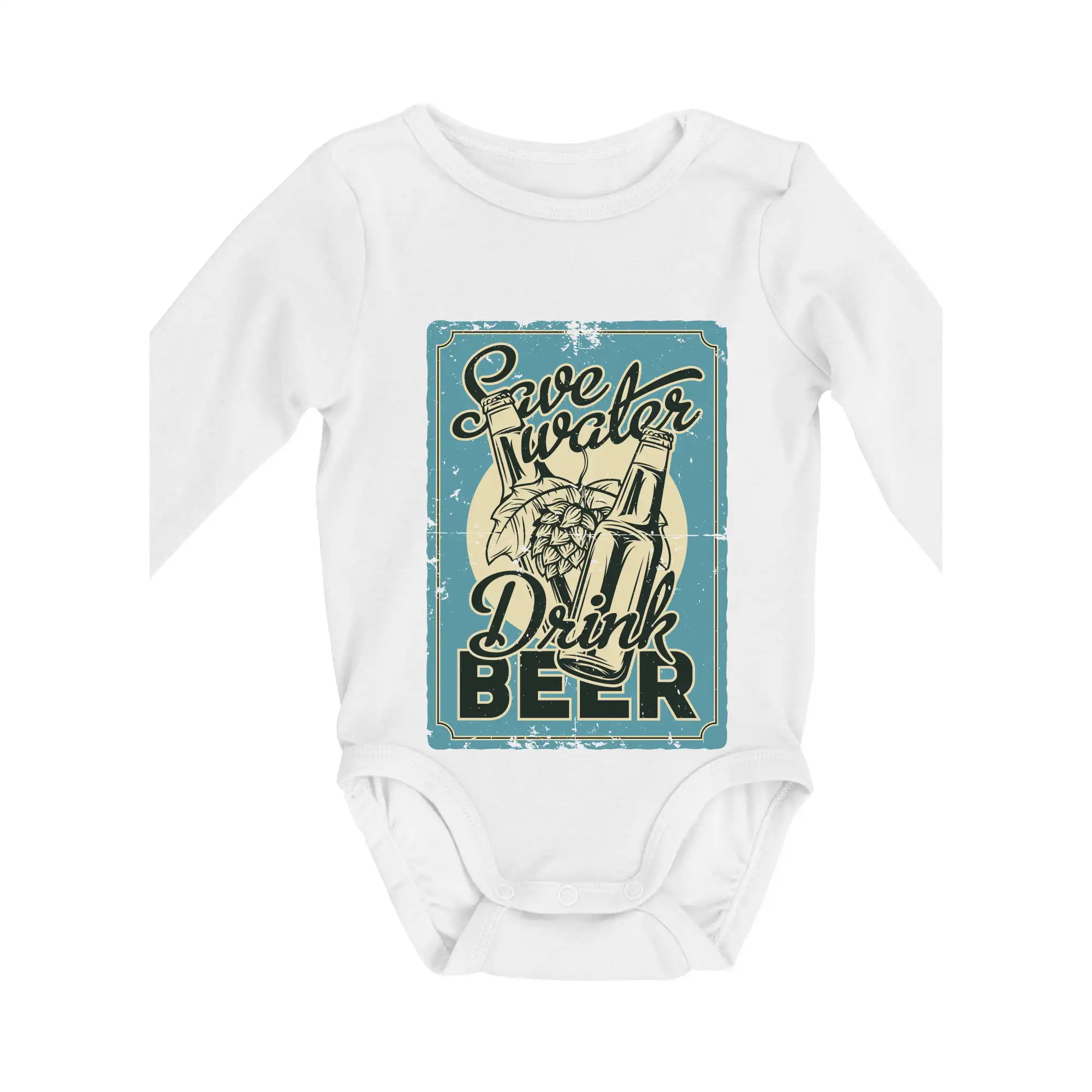 Vtipná tričká pre pivárov - Save water drink beer poster - Body dojčenské s dlhým rukávom