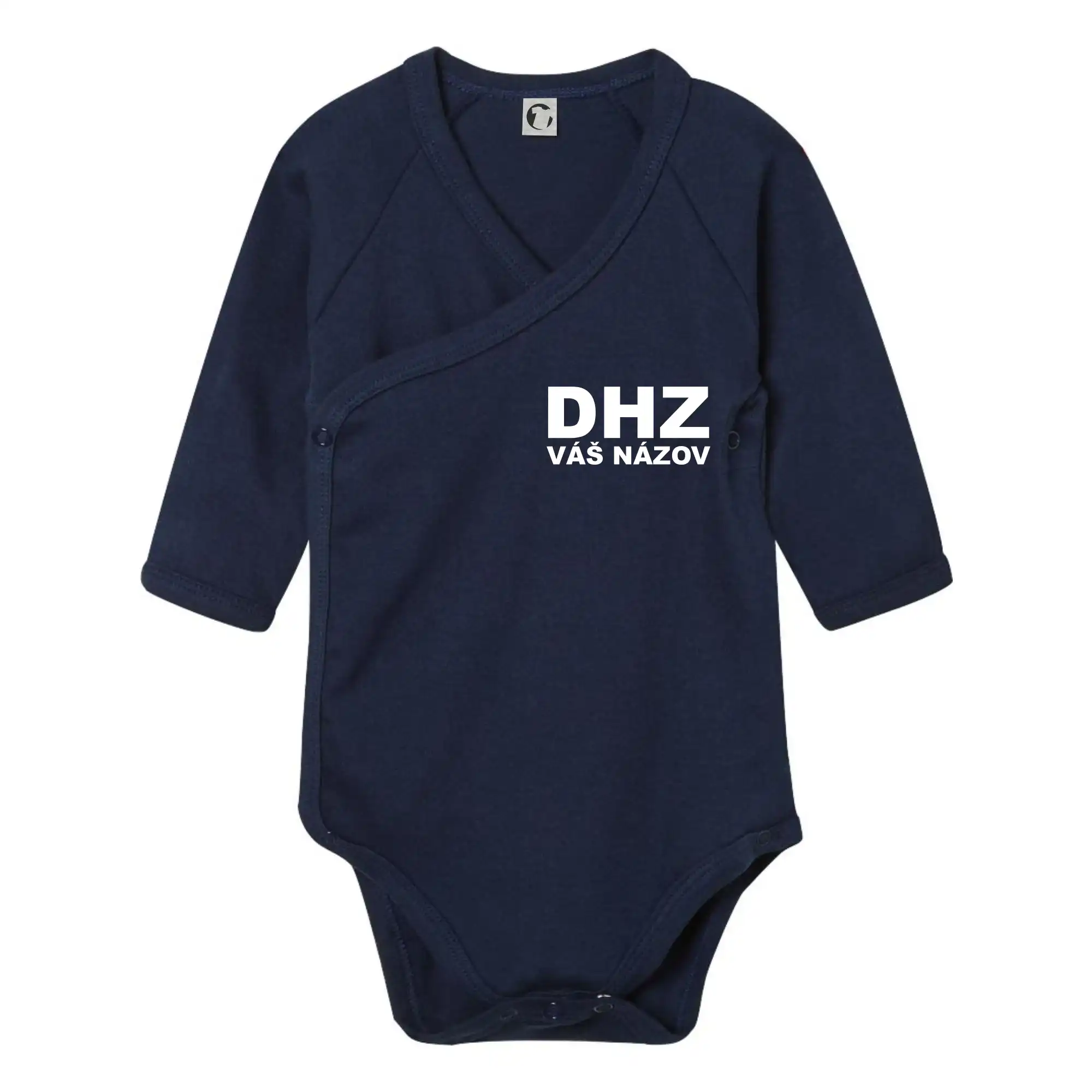 Originálne tričká pre hasičov - DHZ nápis (názov zboru - vlastný nápis) - Body zavinovacie s dlhým rukávom