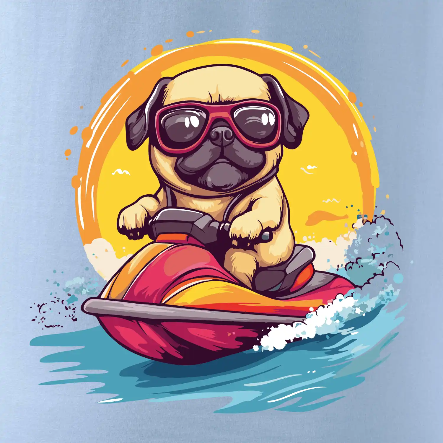 Mops na vodním skútru