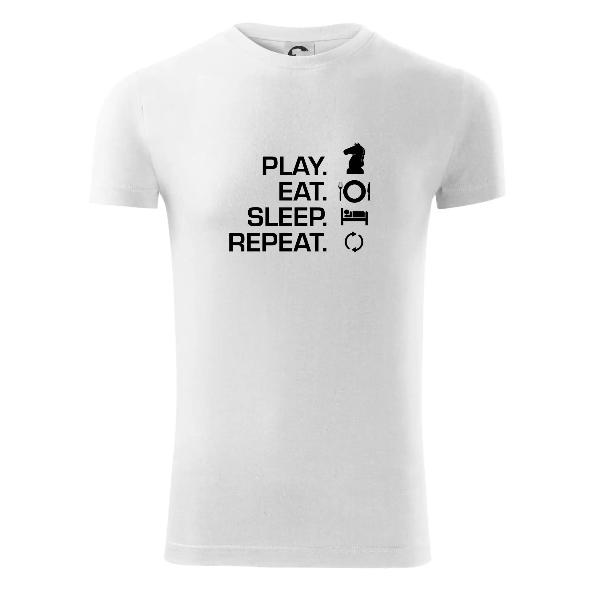 Tričká a mikiny so spoločenskými hrami  - Eat sleep play - šach - Viper FIT - Pánske zúžené tričko