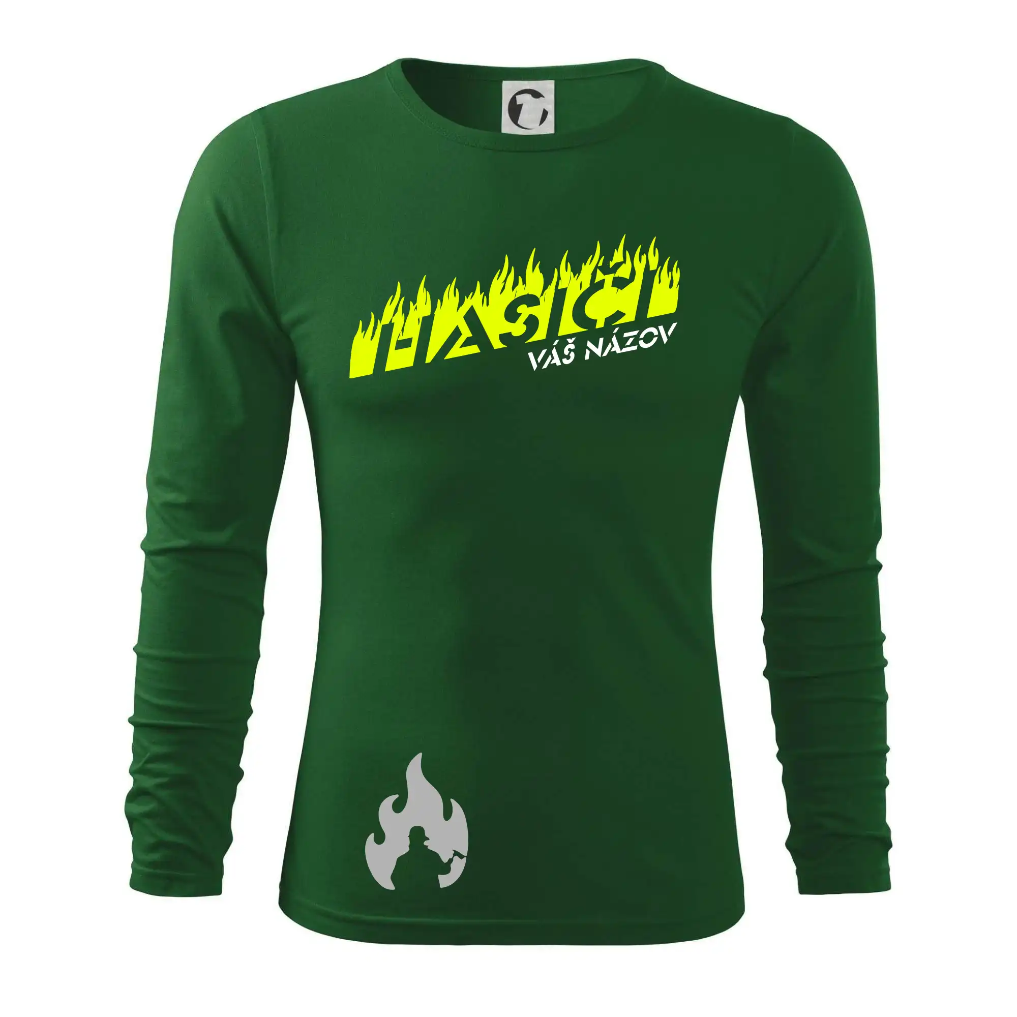 Originálne tričká pre hasičov - Hasiči - oheň - Váš názov - Tričko s dlhým rukávom FIT-T long sleeve