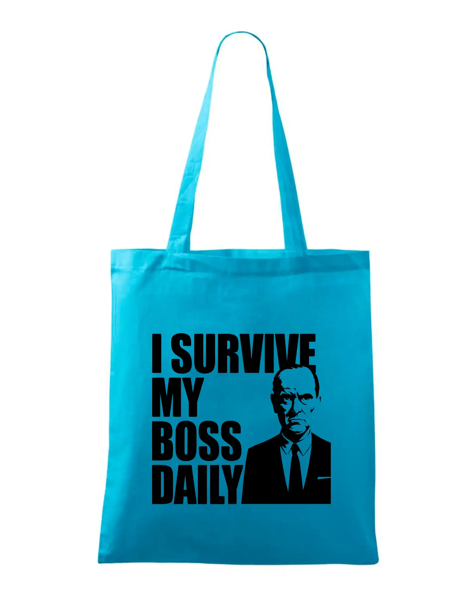 Vtipné tričká do práce - I survive my boss daily - Taška bavlnená