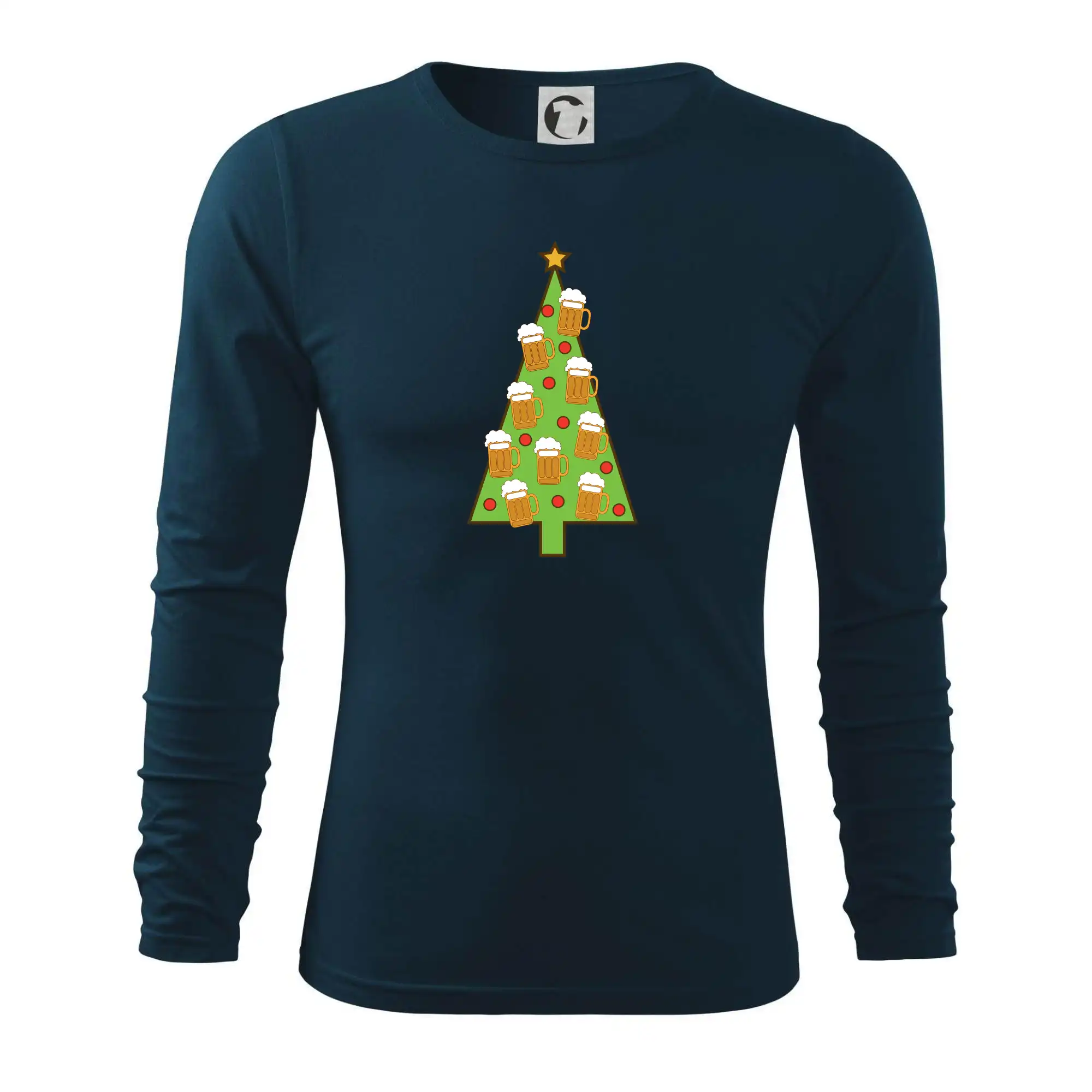 Vianočné tričká - Nepotrebujem nič viac - strom a pivo (Pecka design) - Tričko s dlhým rukávom FIT-T long sleeve