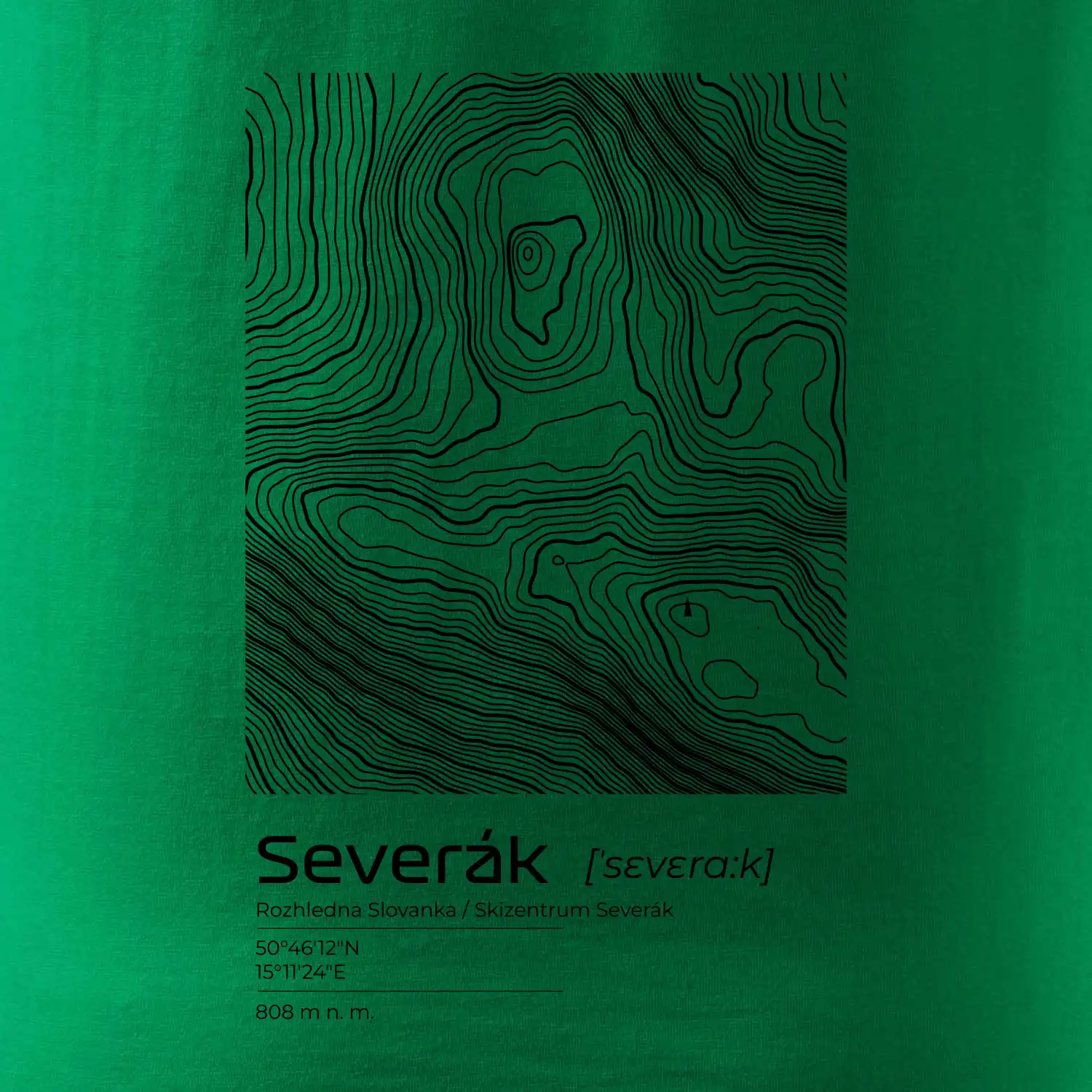 Severák - vrstevnice v obdélníku