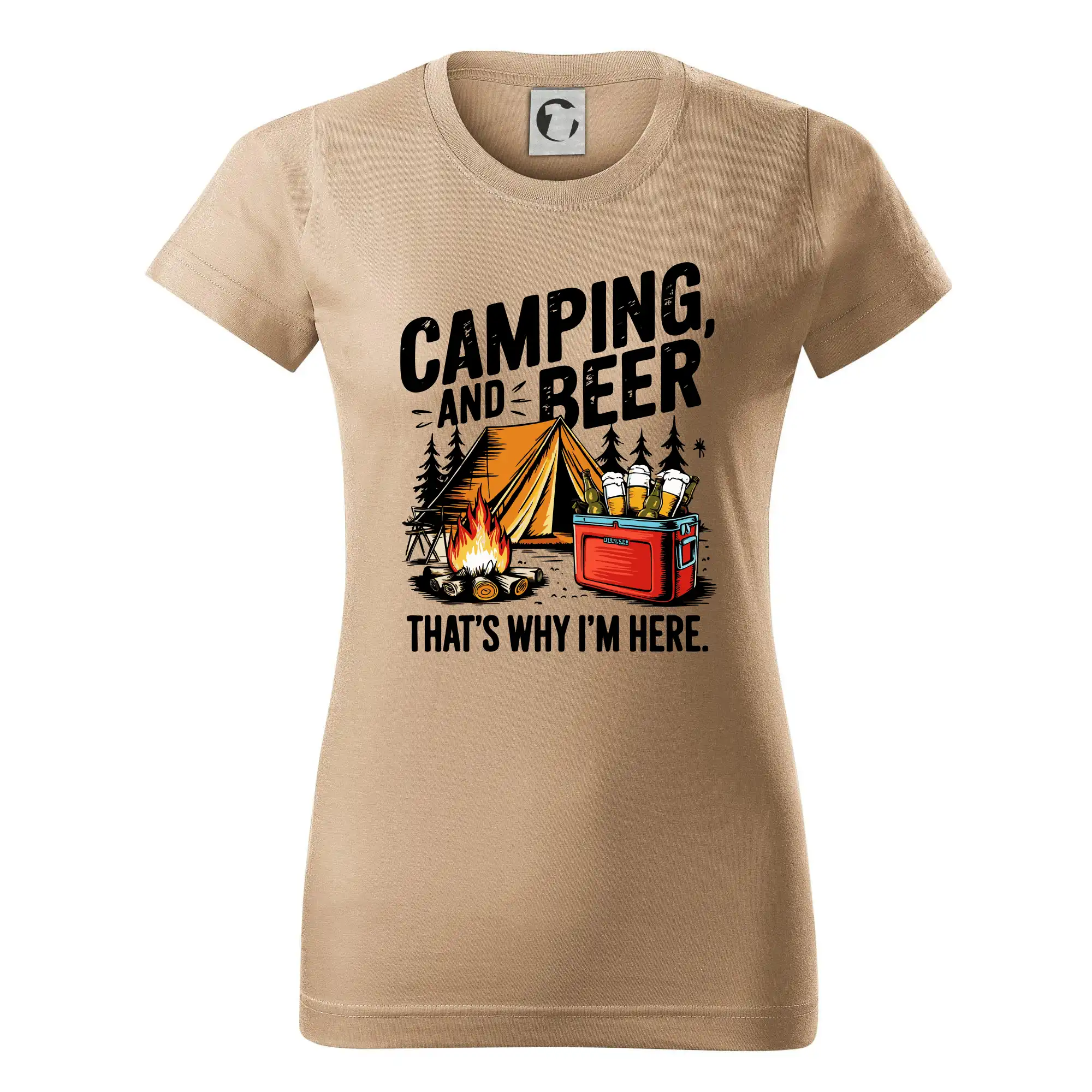 Černý nápis nápis Camping and beer