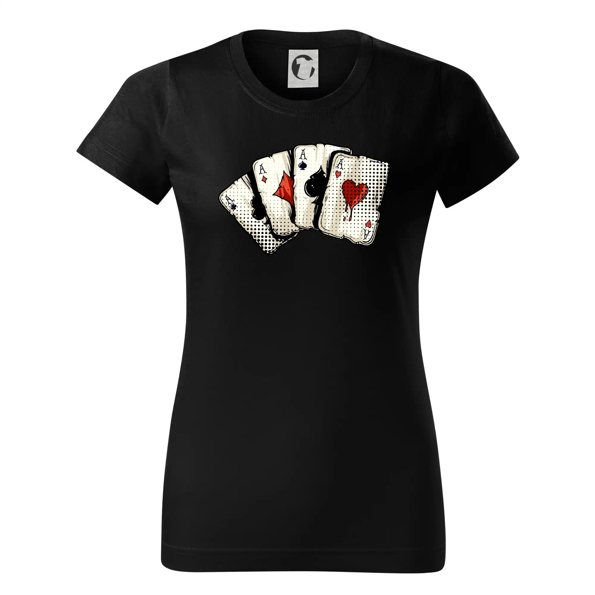 Poker tričká - Poker - karty kreslené - Dámske tričko basic - ľahko voľnejšie a dlhšie