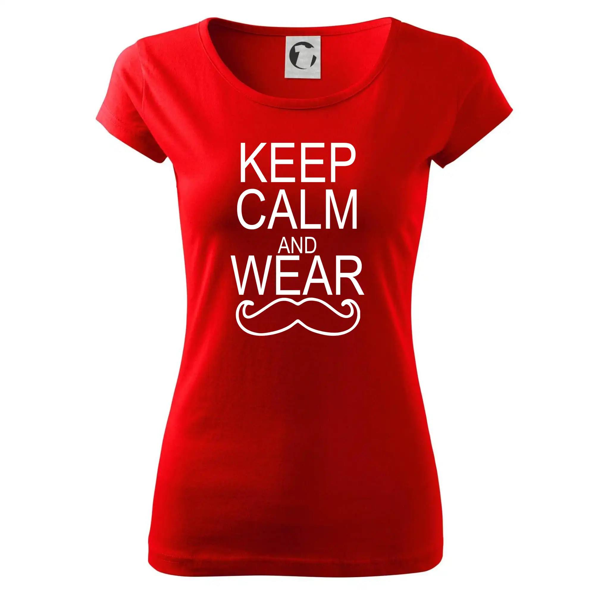 Tričká s fúzikmi - Keep calm and wear mustache - Dámske tričko Pure