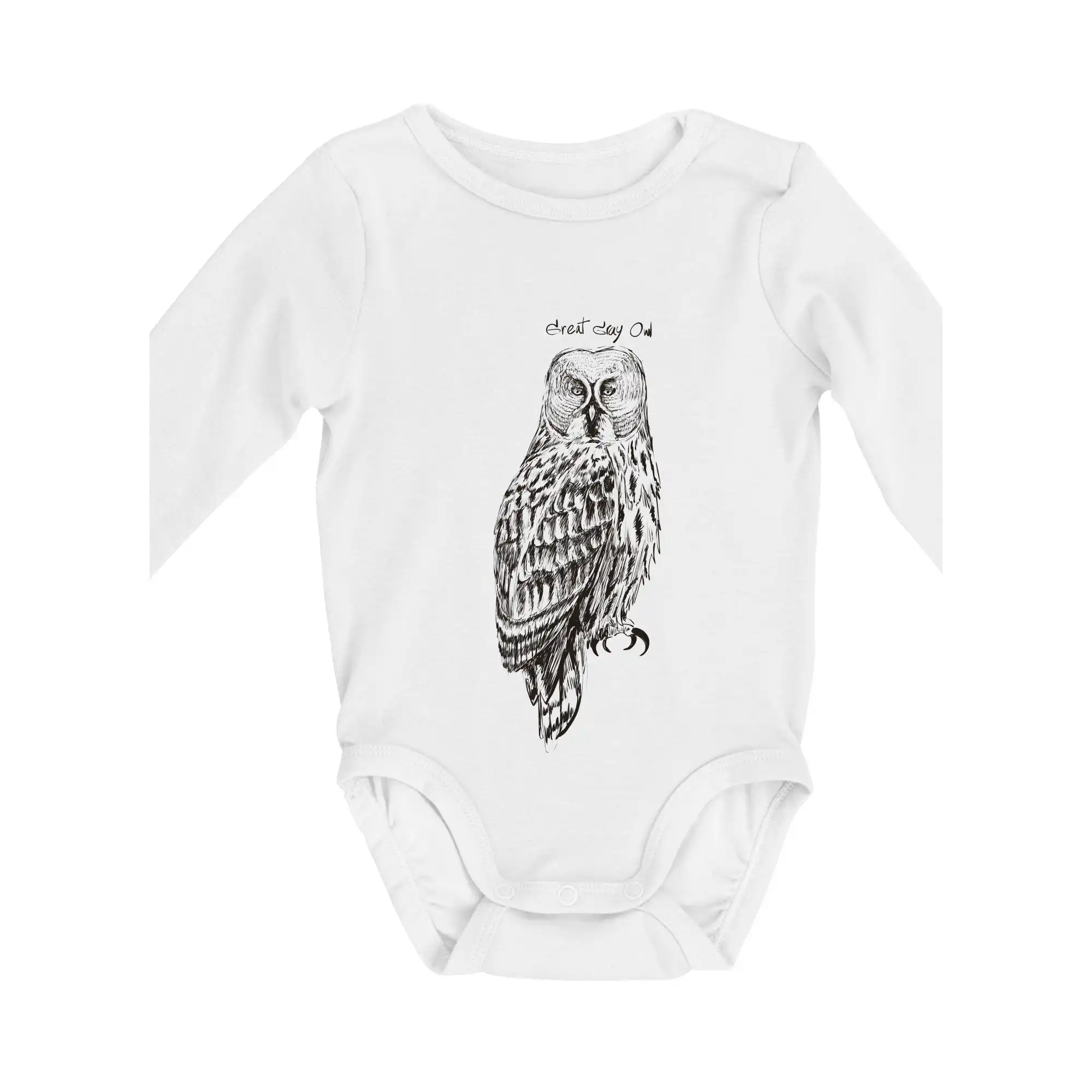 Tričká so zvieratami - Sova bradatá Barred owl - Body dojčenské s dlhým rukávom