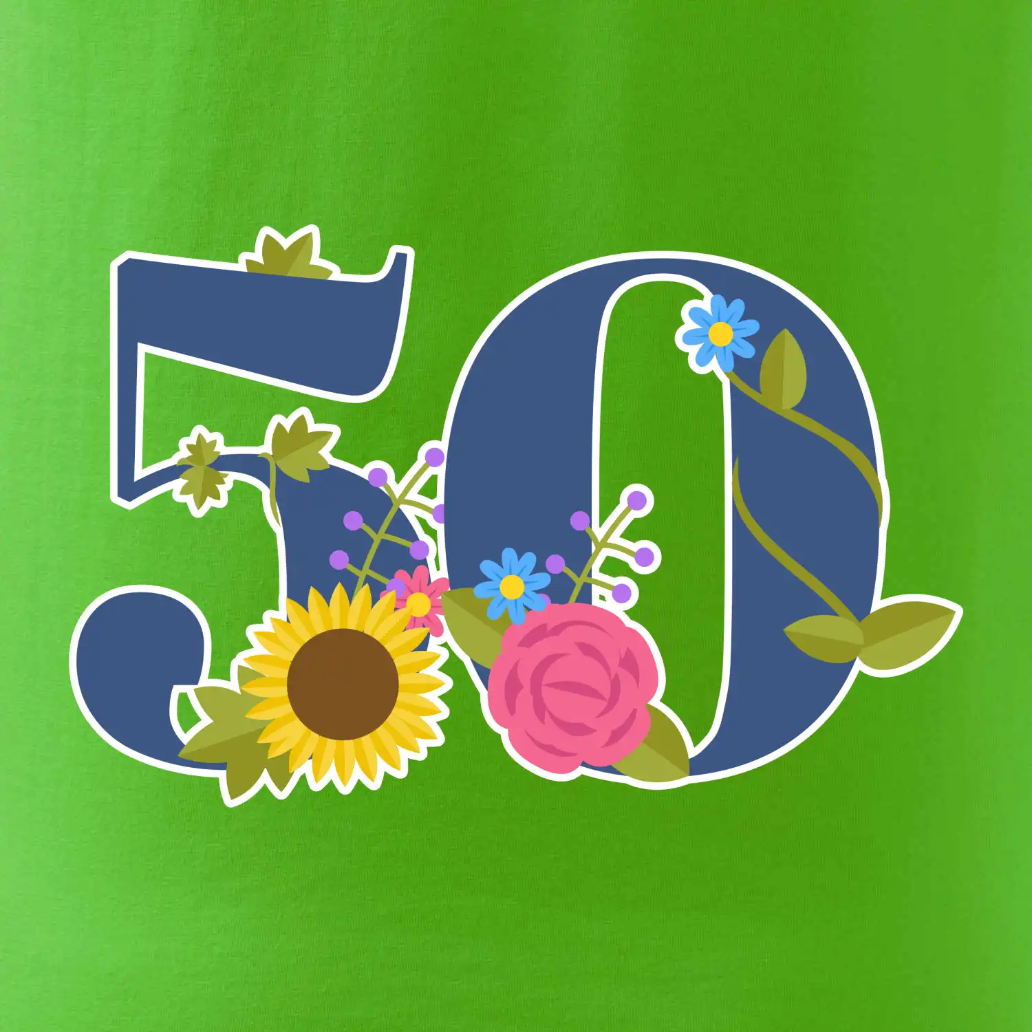 Květinové číslo kreslené - 50