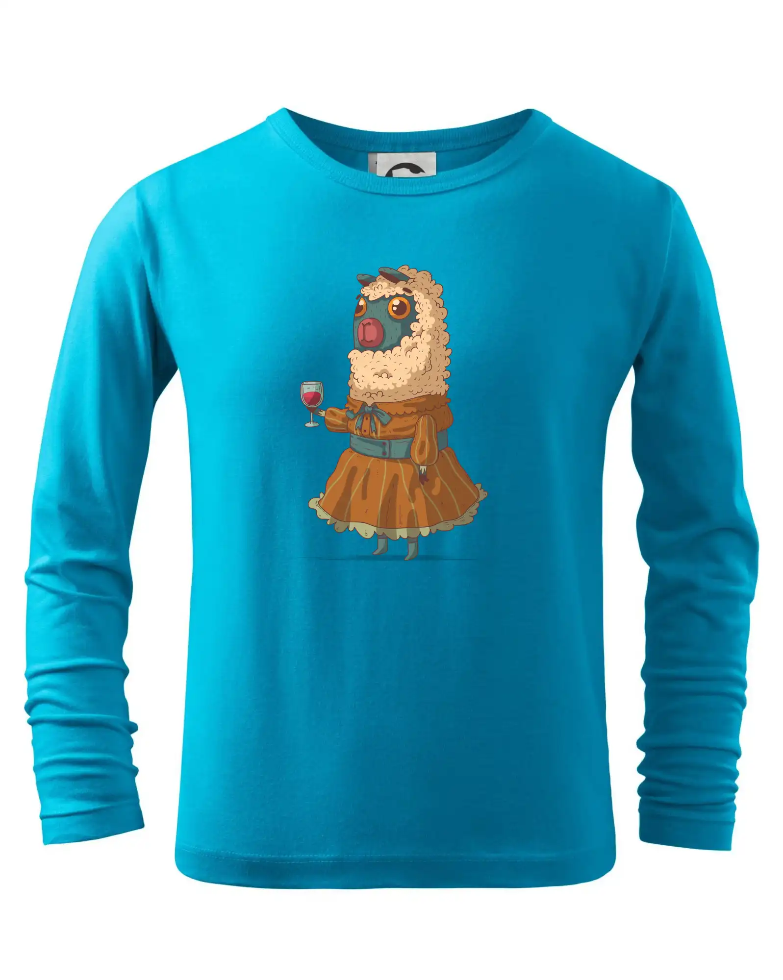 Tričká so zvieratami - Alpaka s vínom žena - Tričko detské Long Sleeve