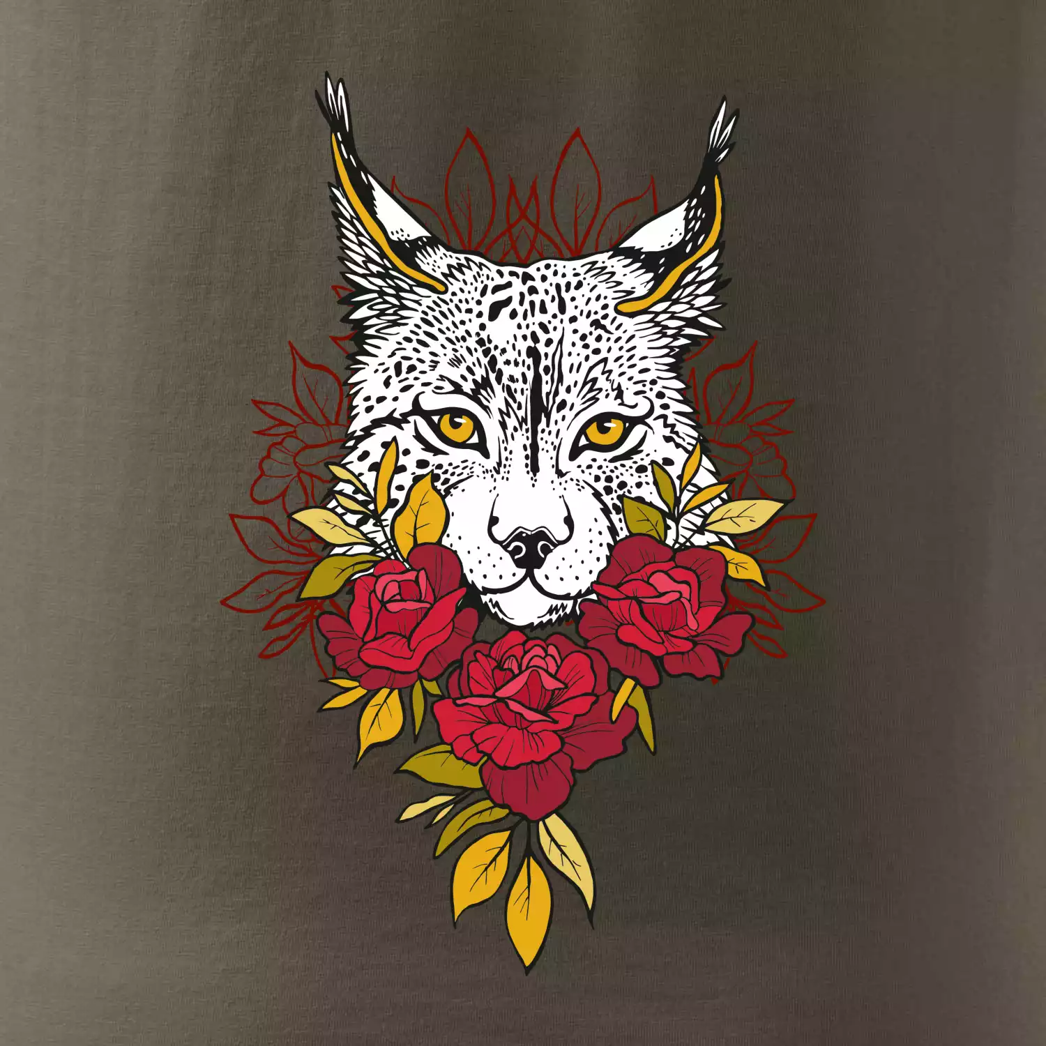 Rys s červenými ružami (Pecka design)