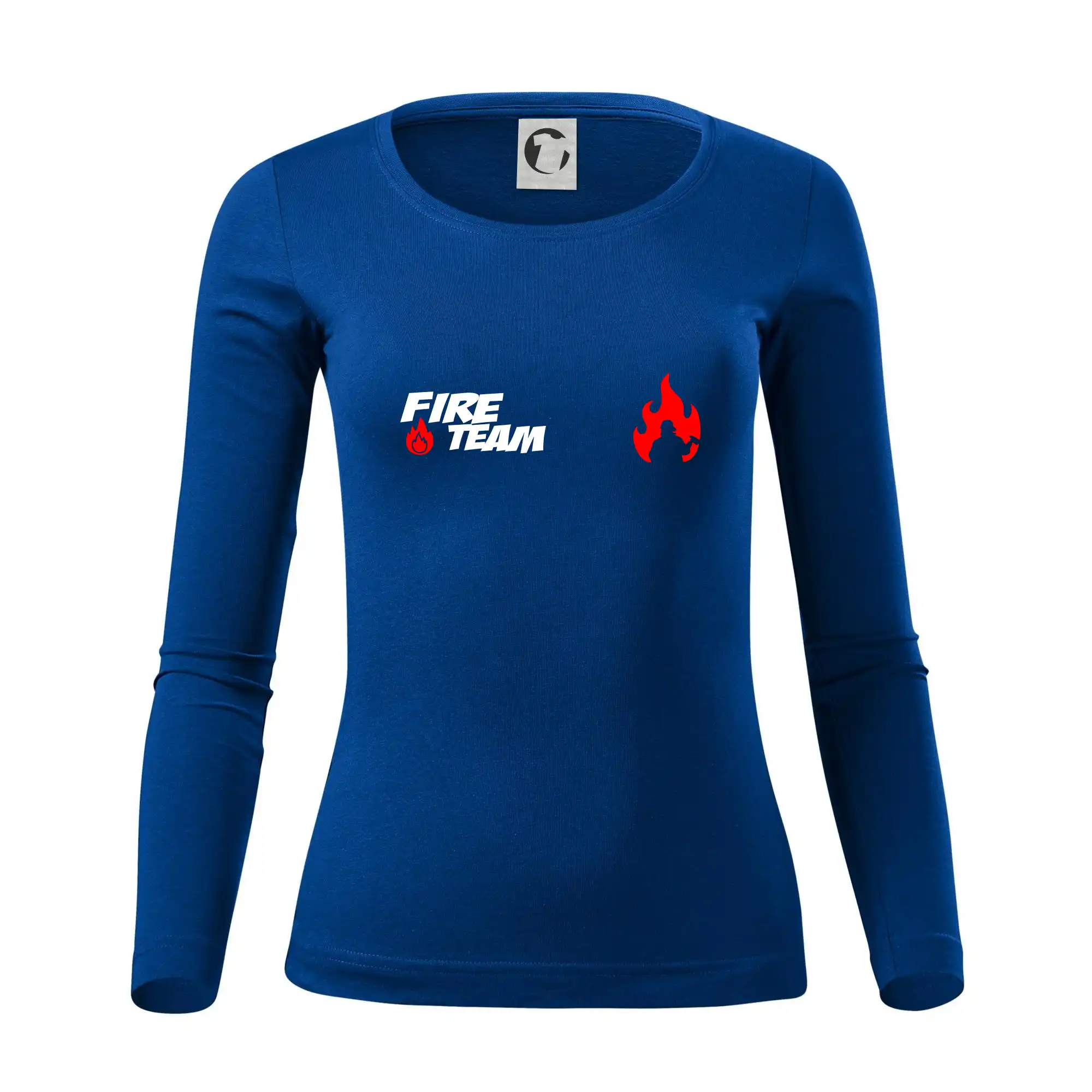 Originálne tričká pre hasičov - Fire Team plamen - Dámske tričko FIT-T LS - zužené