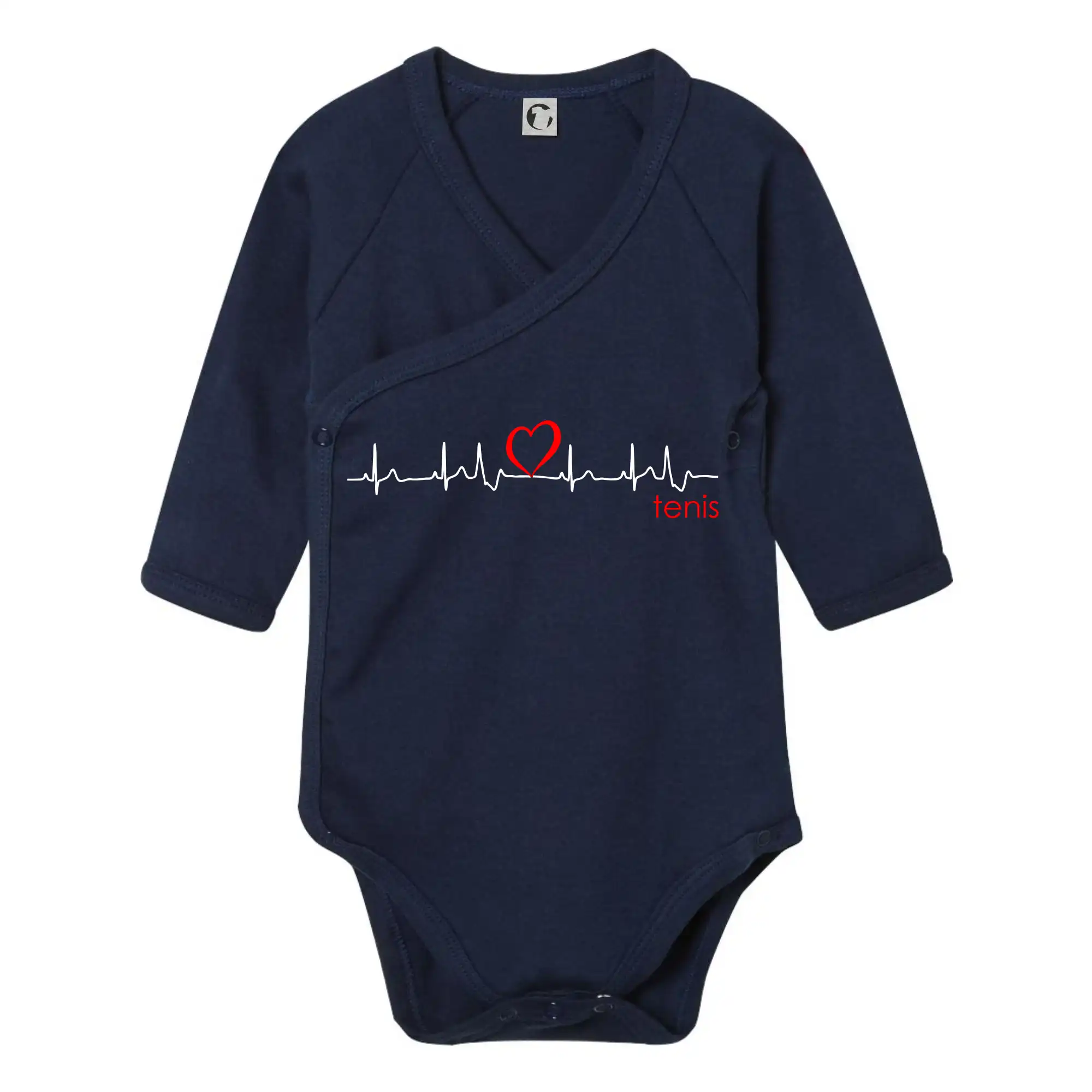 Tričká na tenis - Moje srdce bije pre tenis - Body zavinovacie s dlhým rukávom