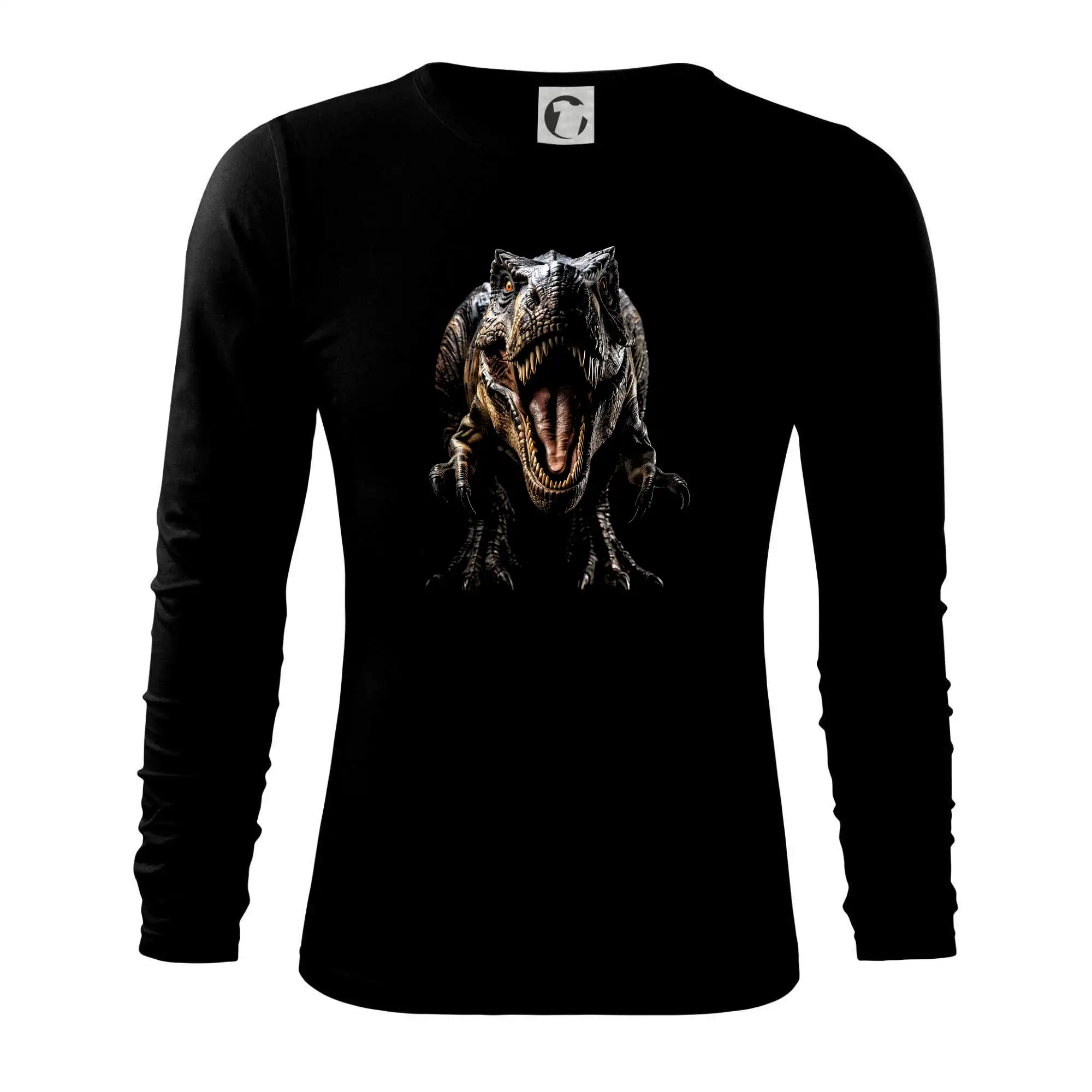 Tričká so zvieratami - Tyrannosaurus Rex čierna fotka - Tričko s dlhým rukávom FIT-T long sleeve