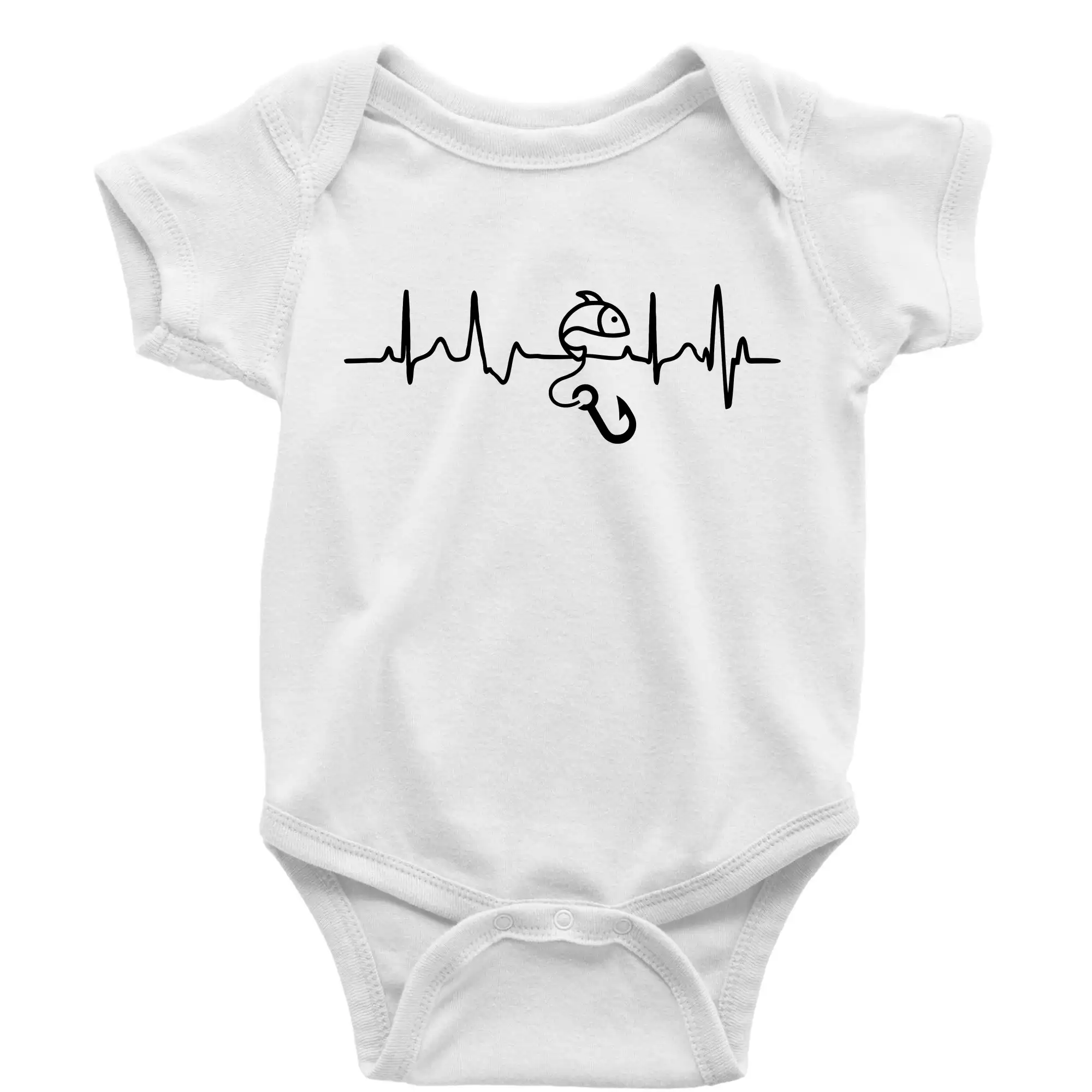 Tričká pre rybárov s potlačou - Ekg rybárčenie - Body dojčenské s krátkym rukávom