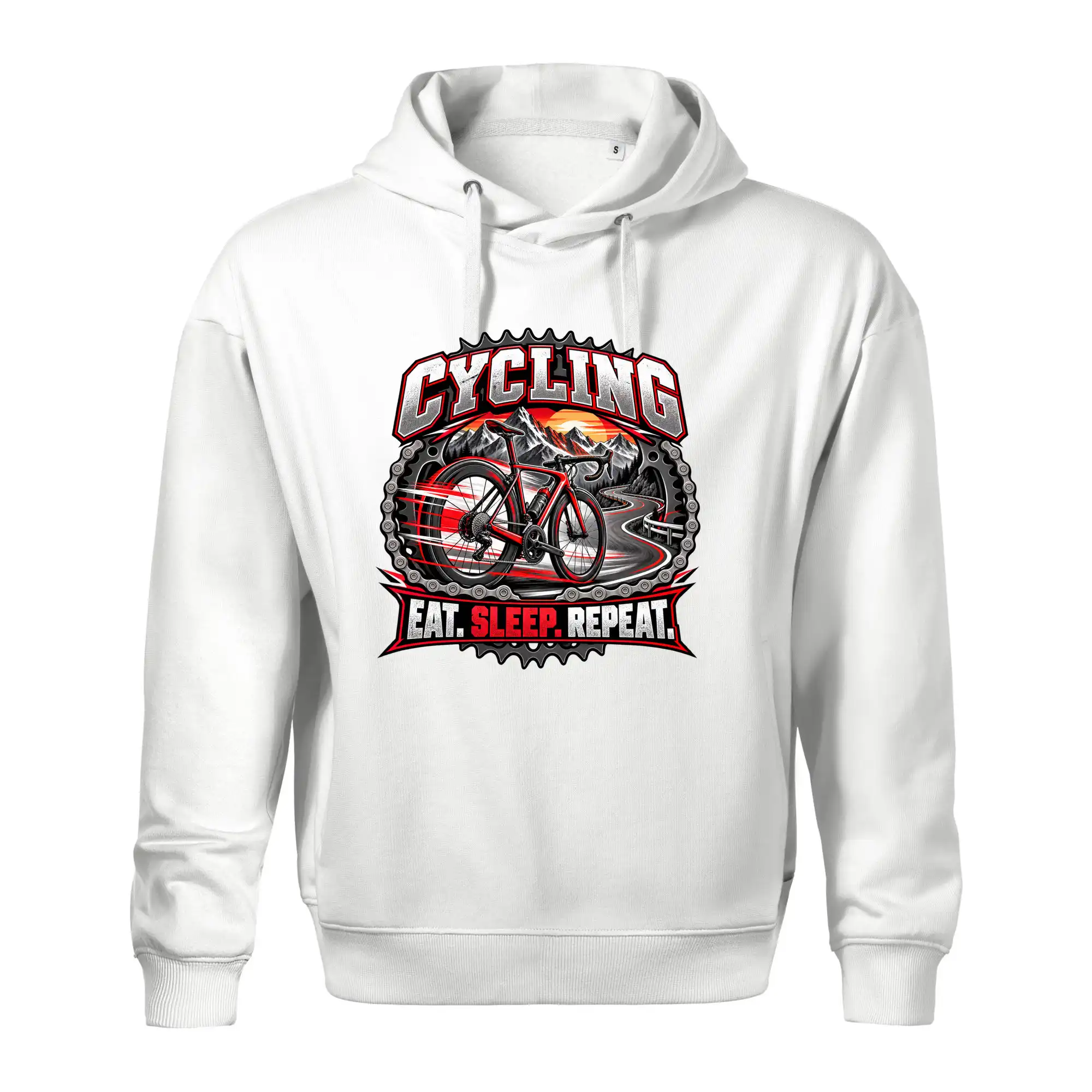 Cyklistické kolo mezi horami eat sleep repeat