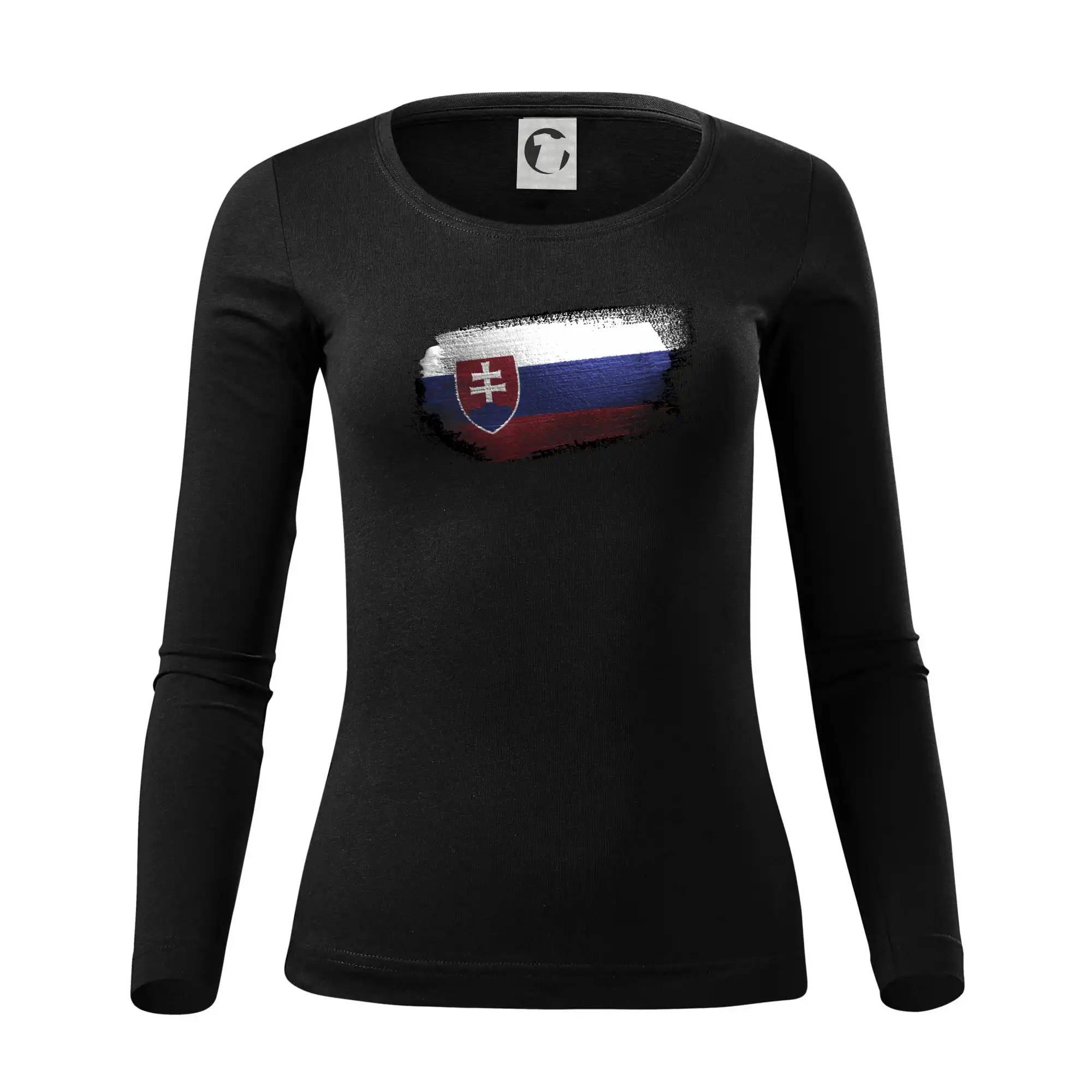Politické tričká - Slovenská vlajka ohryzené - Dámske tričko FIT-T LS - zužené