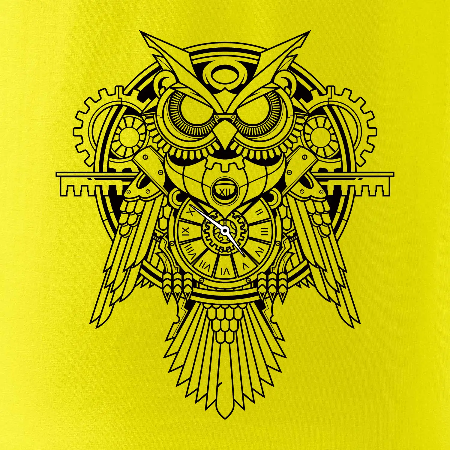 Steampunk sova černobílá