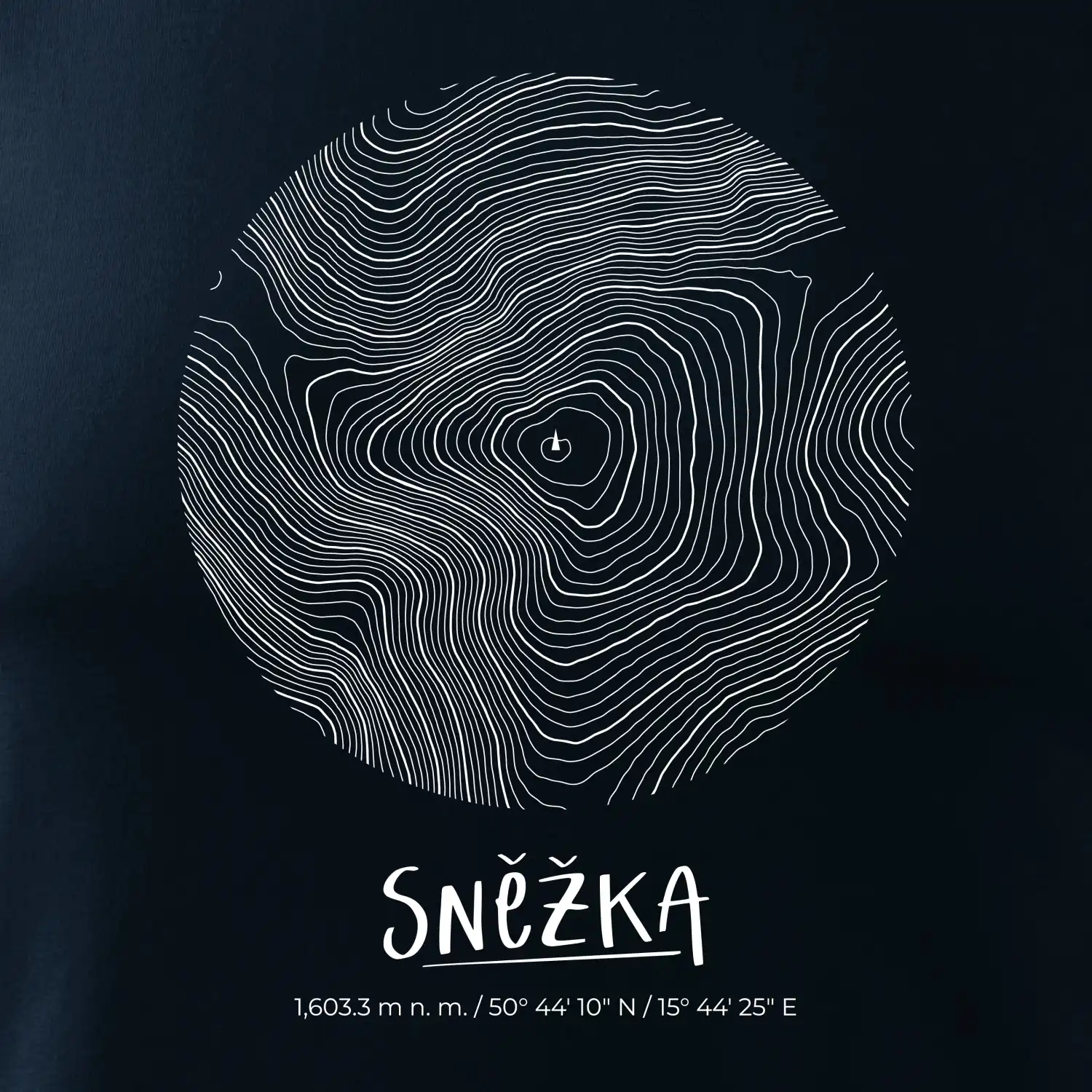 Sněžka - vrstevnice v kruhu