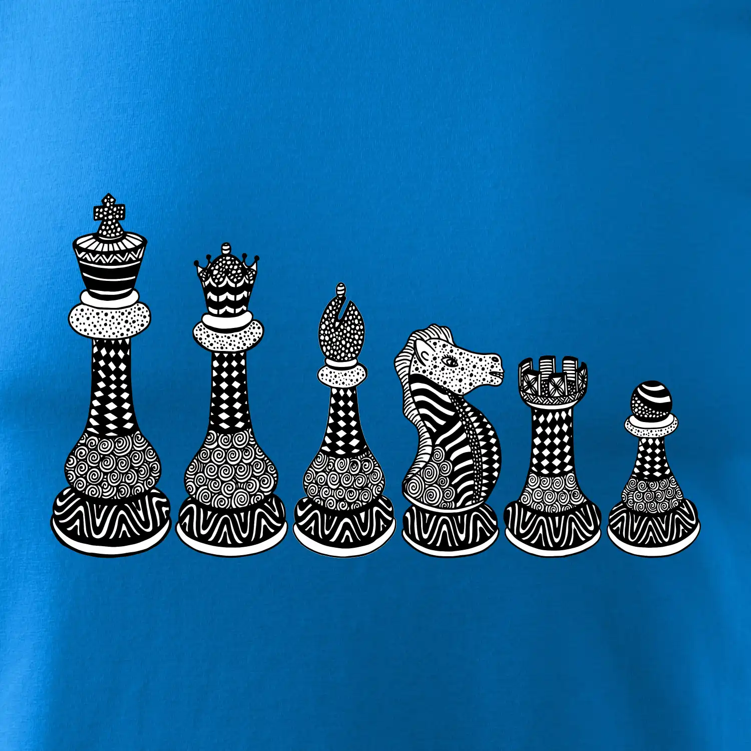 Šachové figurky v řadě - kreslené