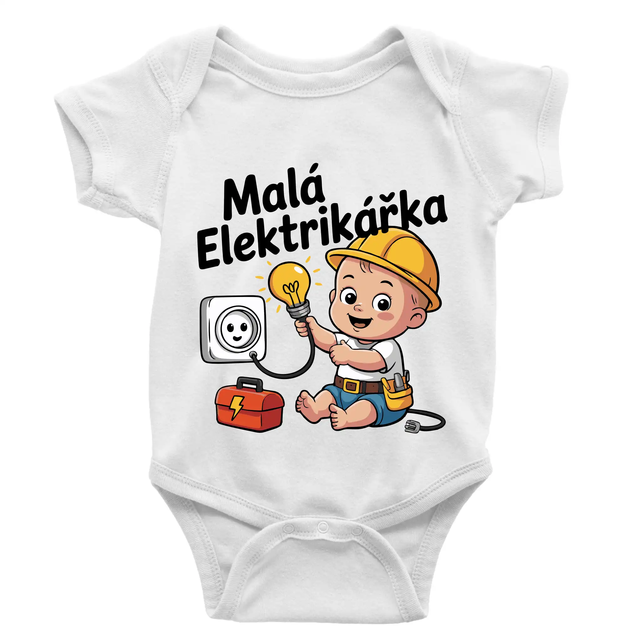 Vtipné tričká do práce - Malá elektrikárka - veselá zásuvka - Body dojčenské s krátkym rukávom