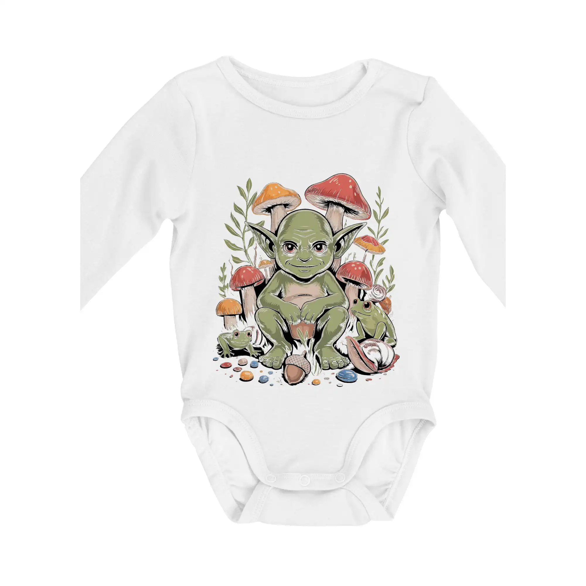 Tričká s motívmi ktoré frčia na internete - Goblincore  grimy forest goblin - Body dojčenské s dlhým rukávom