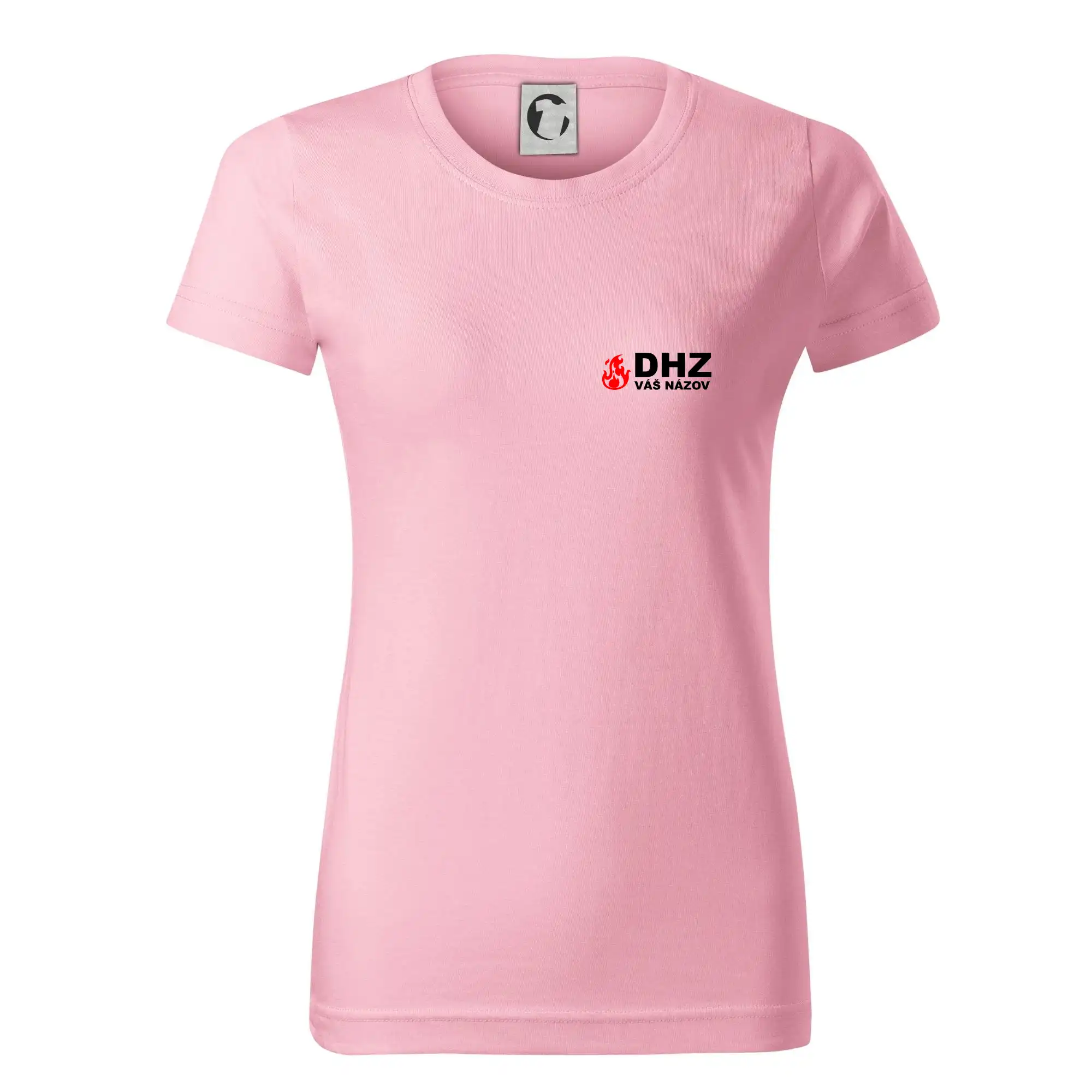 Originálne tričká pre hasičov - DHZ (oheň, názov sboru - vlastný nápis) - Dámske tričko basic - ľahko voľnejšie a dlhšie