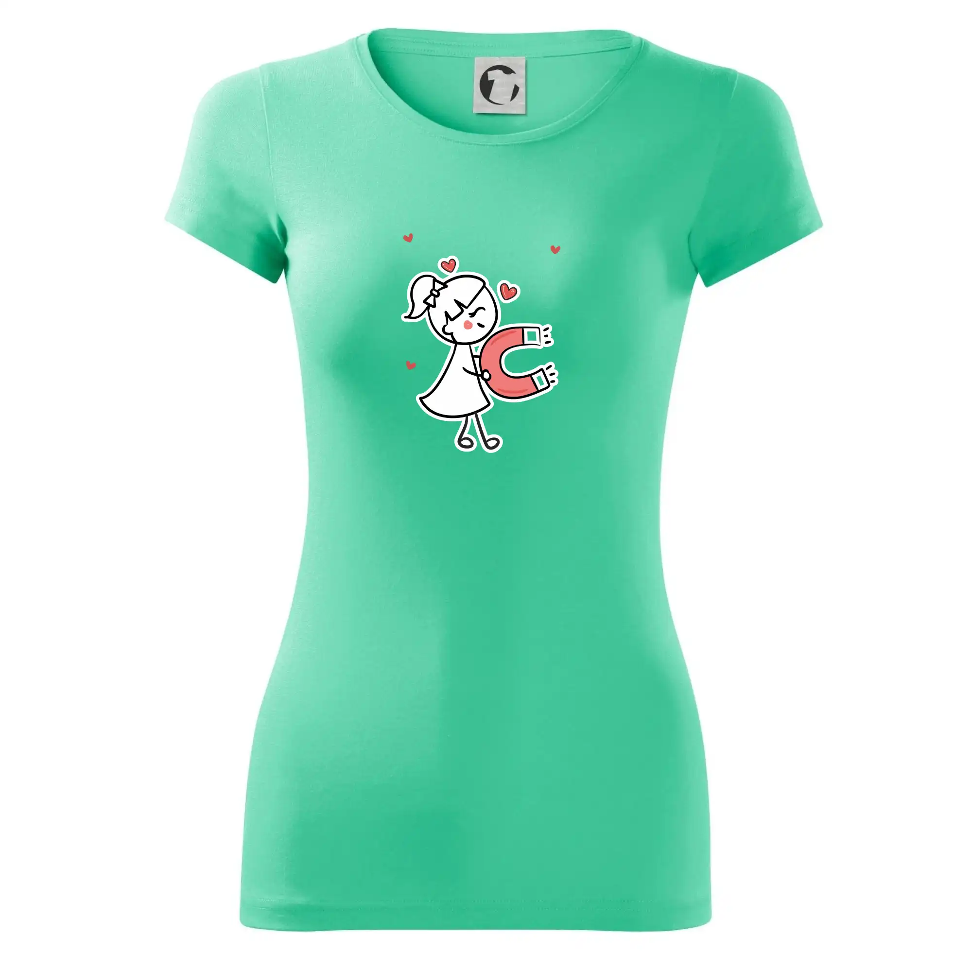 Tričká pre zamilovaných - Párový motív - panáčik a magnet - Dámske tričko Glance - Priliehavejší strih