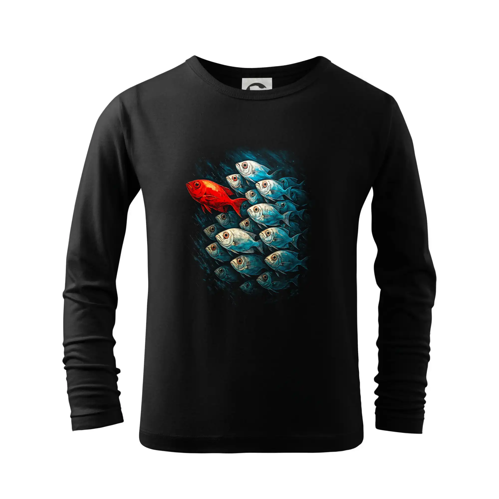 Tričká pre rybárov s potlačou - Obrázok rybia škola - Tričko detské Long Sleeve