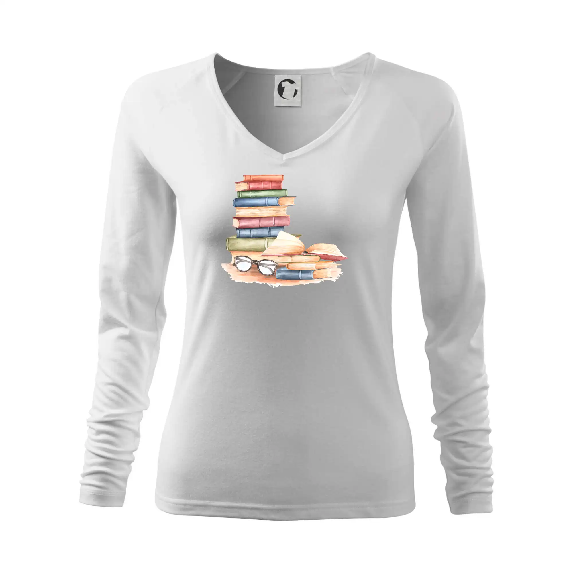 Tričká s motívom kníh pre milovníkov čítania a vône papiera - Knihy farebné a okuliare - Tričko dámske Elegance