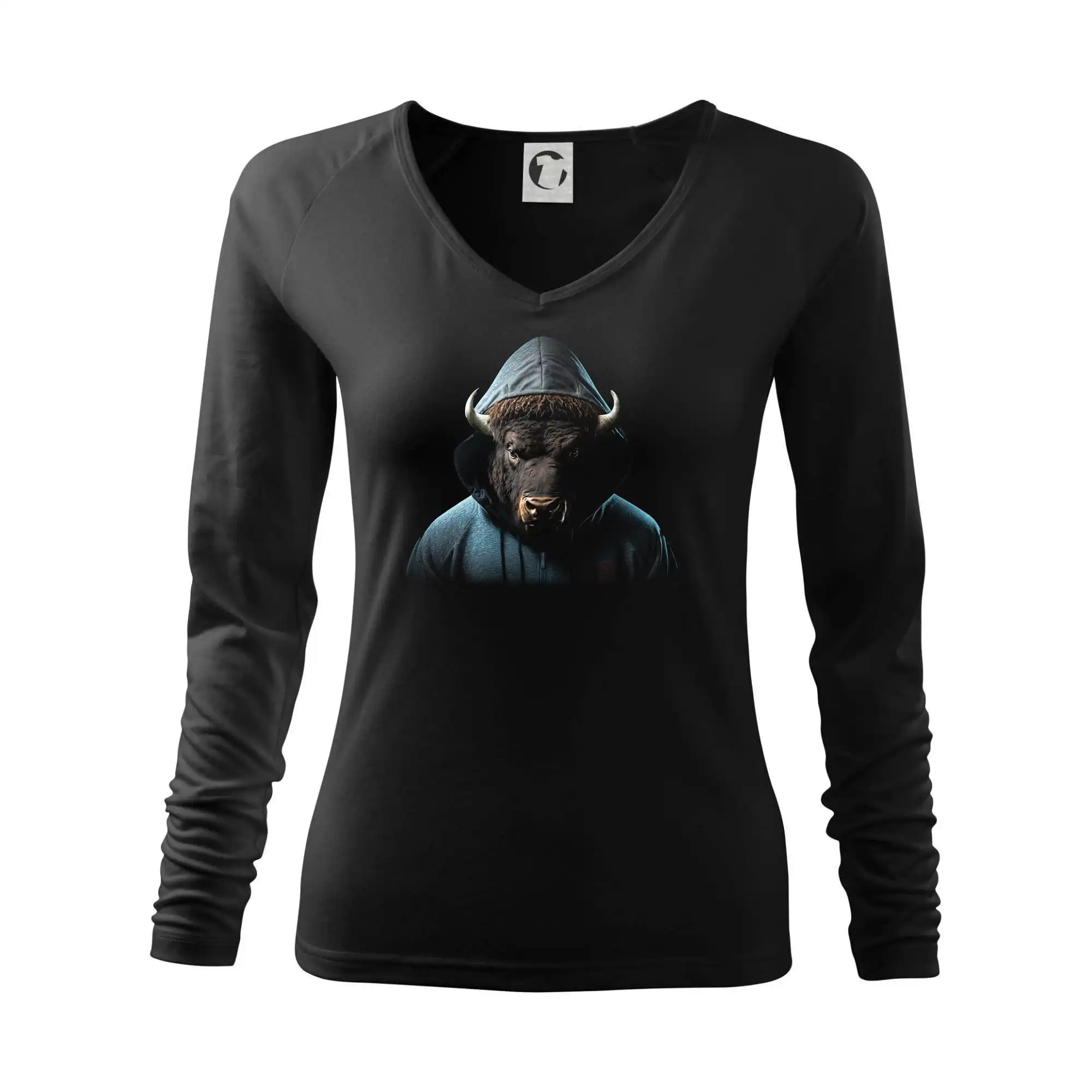 Tričká so zvieratami - Bůvol v mikině - Tričko dámske Elegance