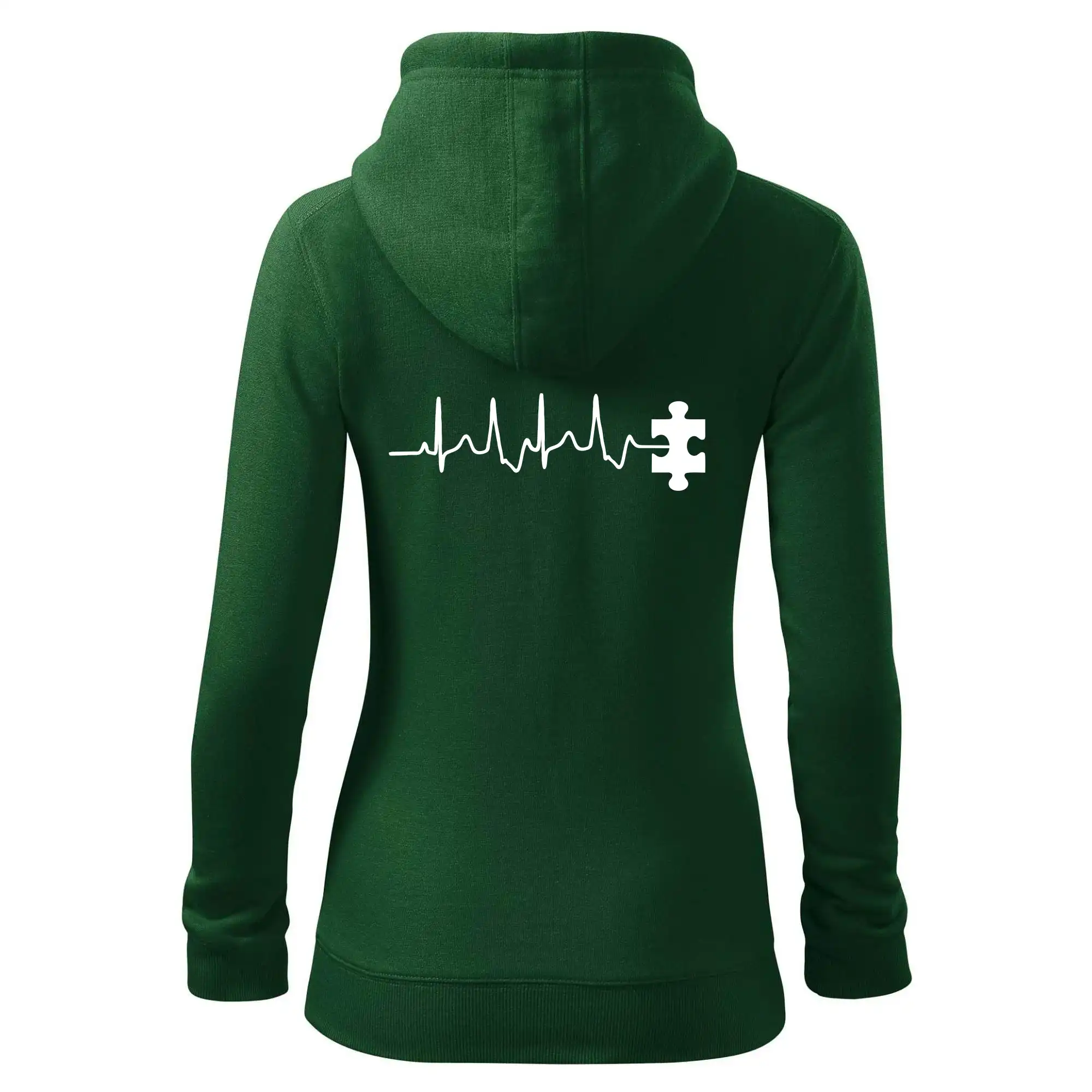 Tričká pre zamilovaných - EKG puzzle rozpojené - Mikina dámska trendy zipper s kapucňou