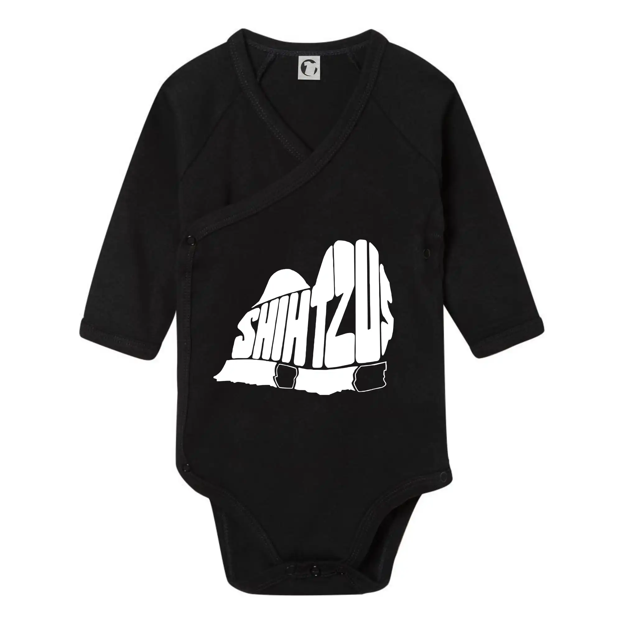 Ši-tzu - Shih-tzu - nápis v tele - Body zavinovacie s dlhým rukávom