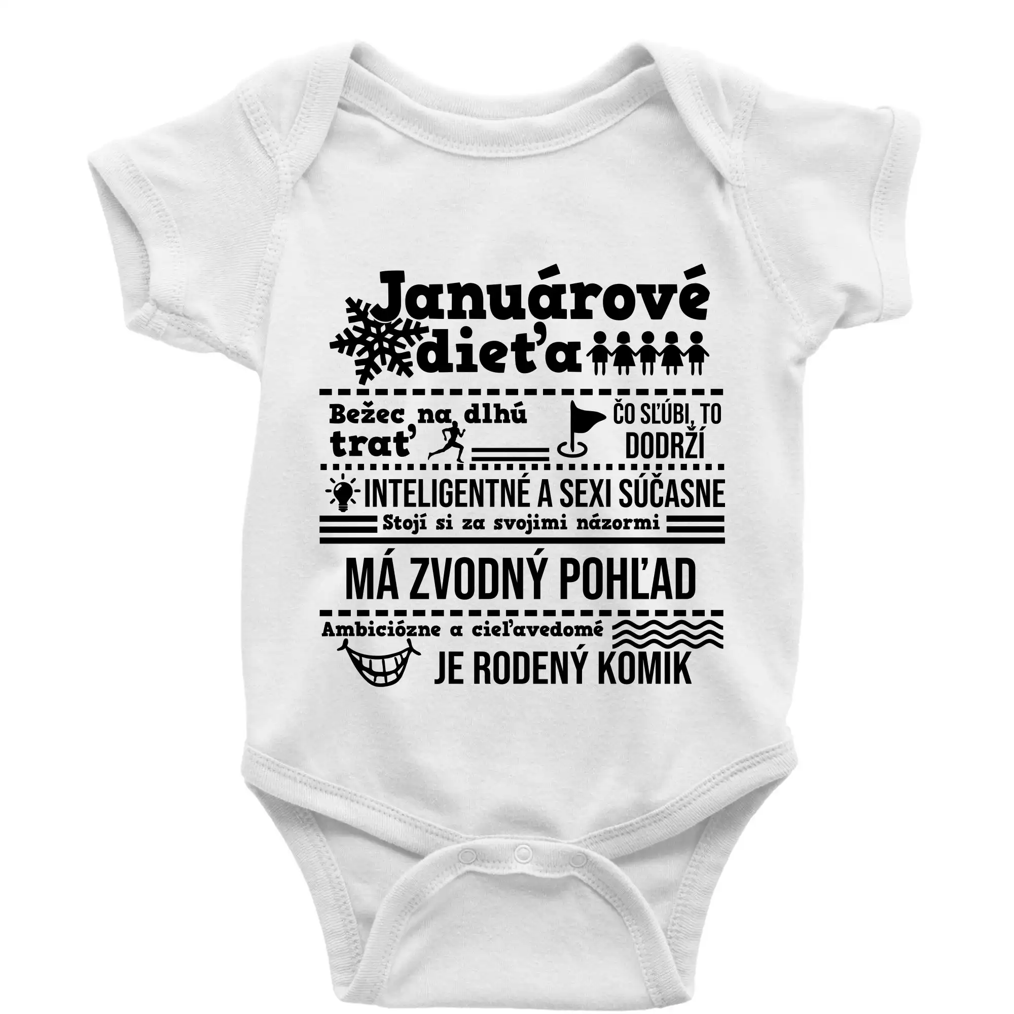 Tričká pre narodených v januári - Narodeniny január - Body dojčenské s krátkym rukávom